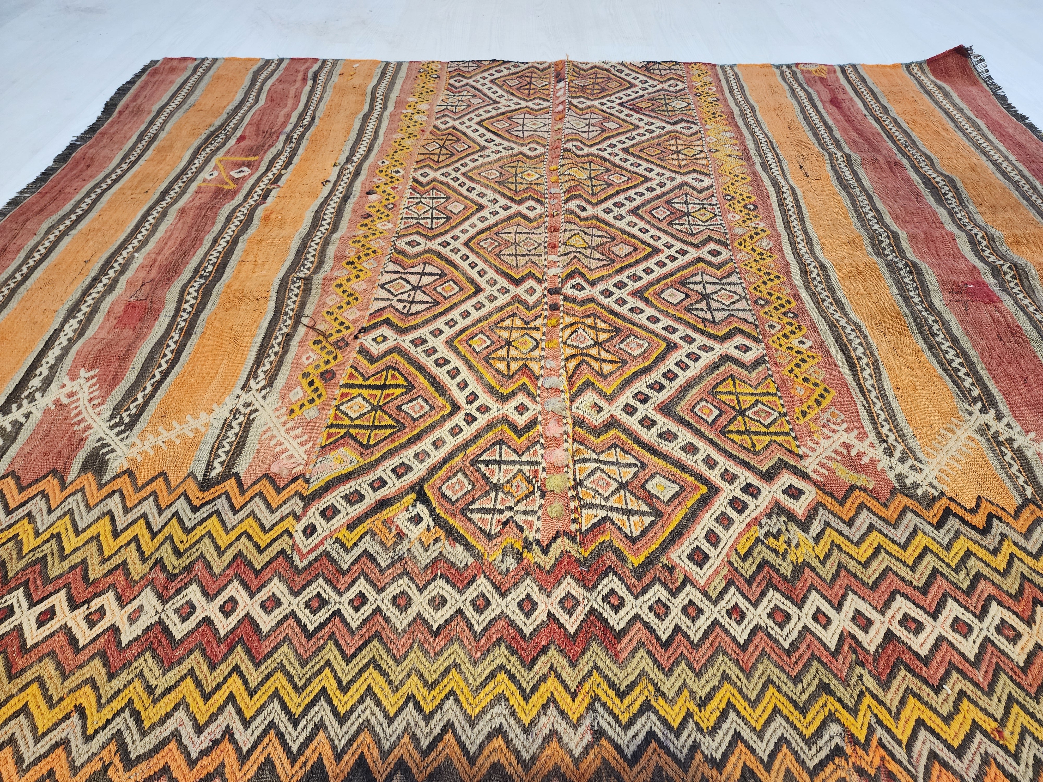 Xanthia — Antique Sivas Kilim Rug, Natural Madder Dye, Handwoven Tribal Turkish Boho Decor