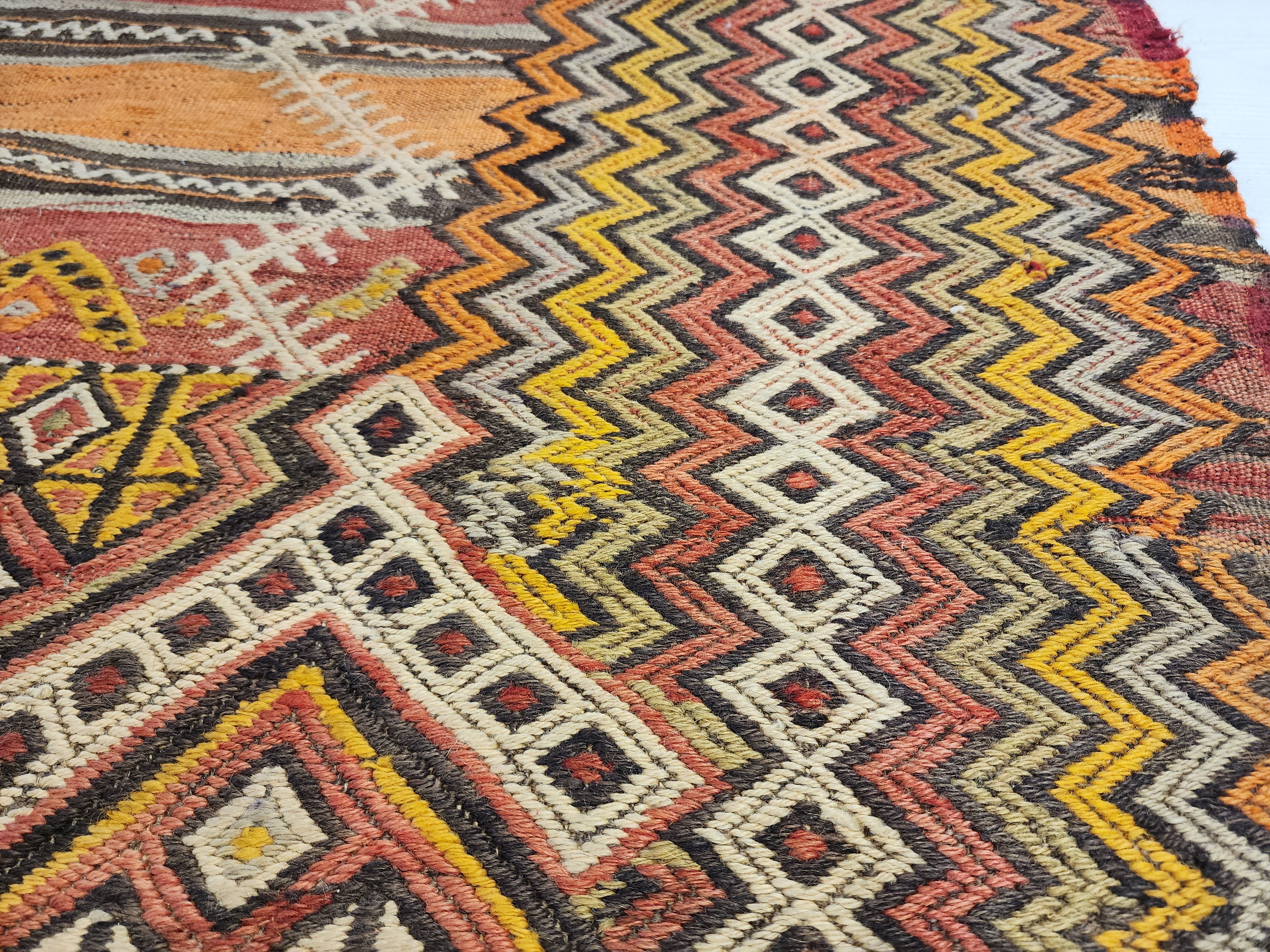 Xanthia — Antique Sivas Kilim Rug, Natural Madder Dye, Handwoven Tribal Turkish Boho Decor
