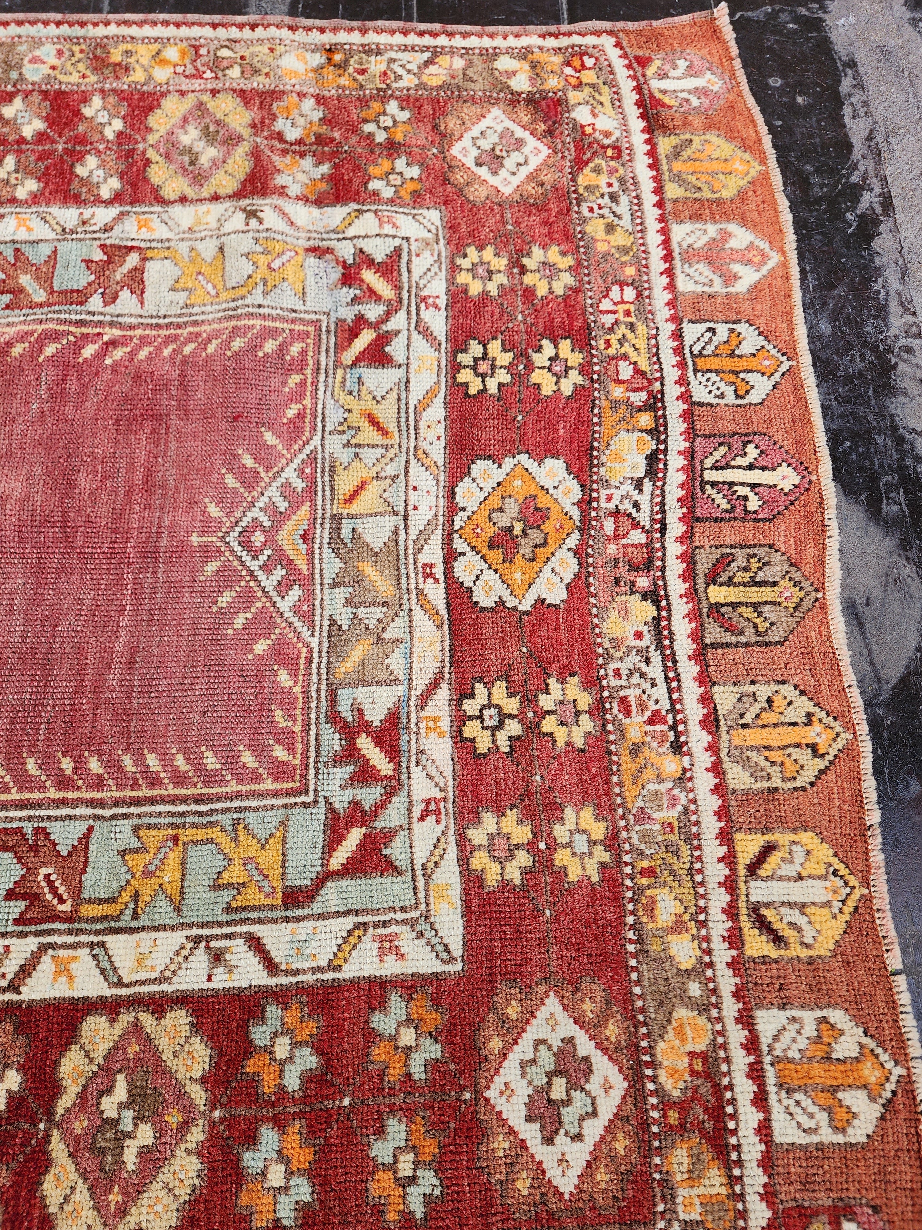 Antique Konya Turkish Rug, Vintage Prayer Rug, Bohemian Tribal Nomadic Rustic Rug, Handmade Wool Rug, Moroccan Style Persian Area Rug, 5’7”x3’5”