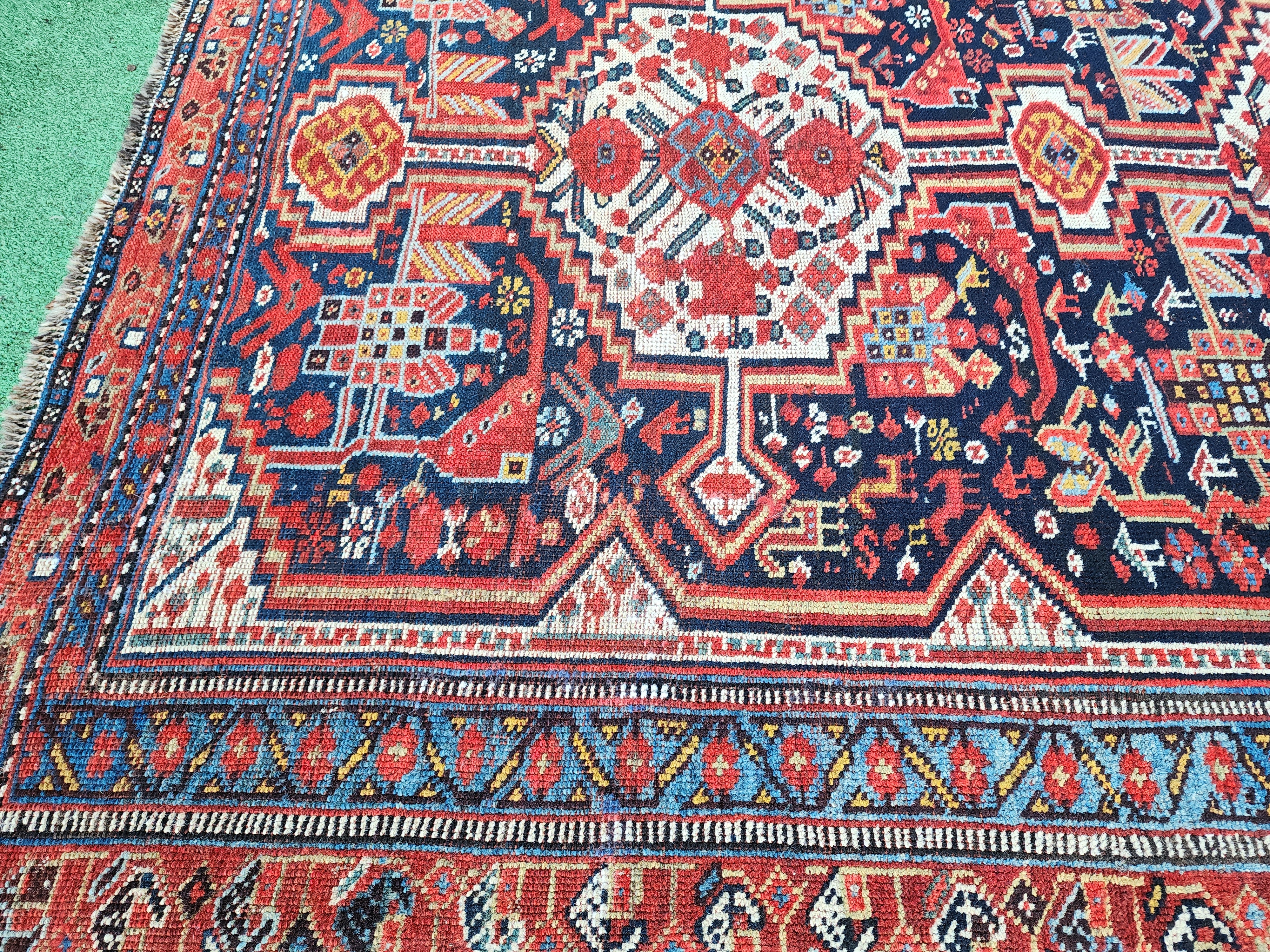 Antique Qashqai Tribal Runner, Antique Handwoven Qashqai Runner, 3'6''x9'8''