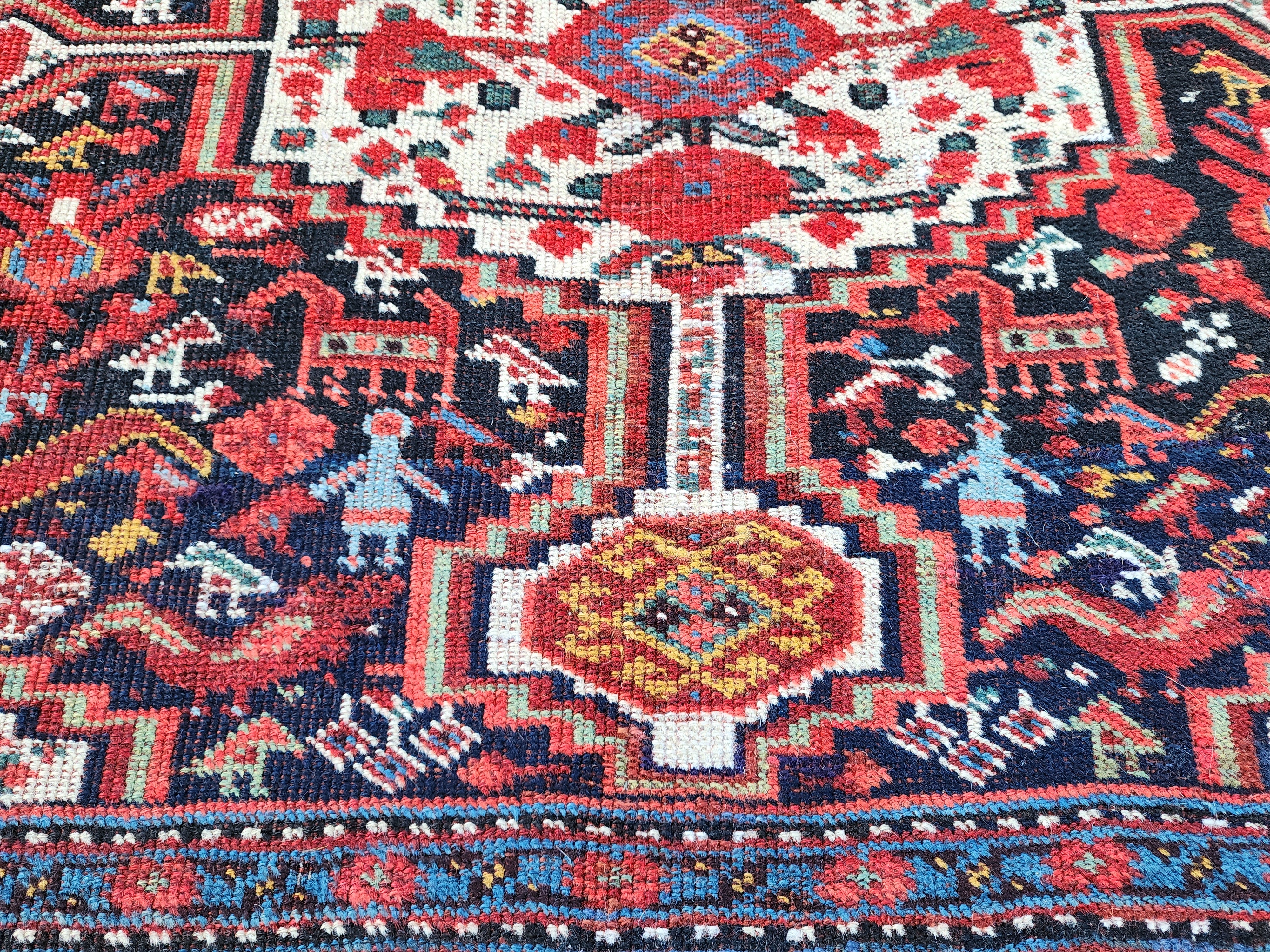 Antique Qashqai Tribal Runner, Antique Handwoven Qashqai Runner, 3'6''x9'8''