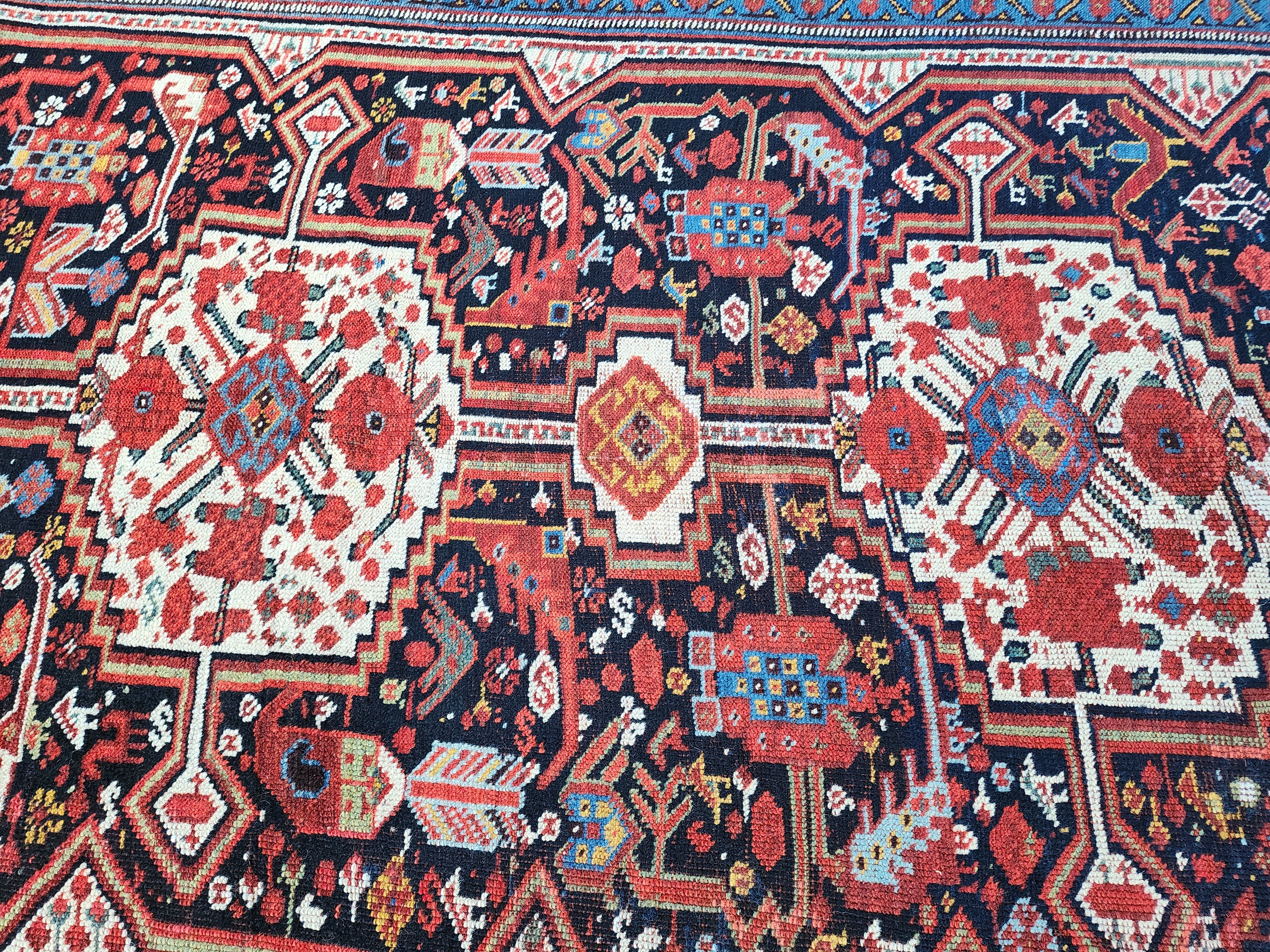 Antique Qashqai Tribal Runner, Antique Handwoven Qashqai Runner, 3'6''x9'8''