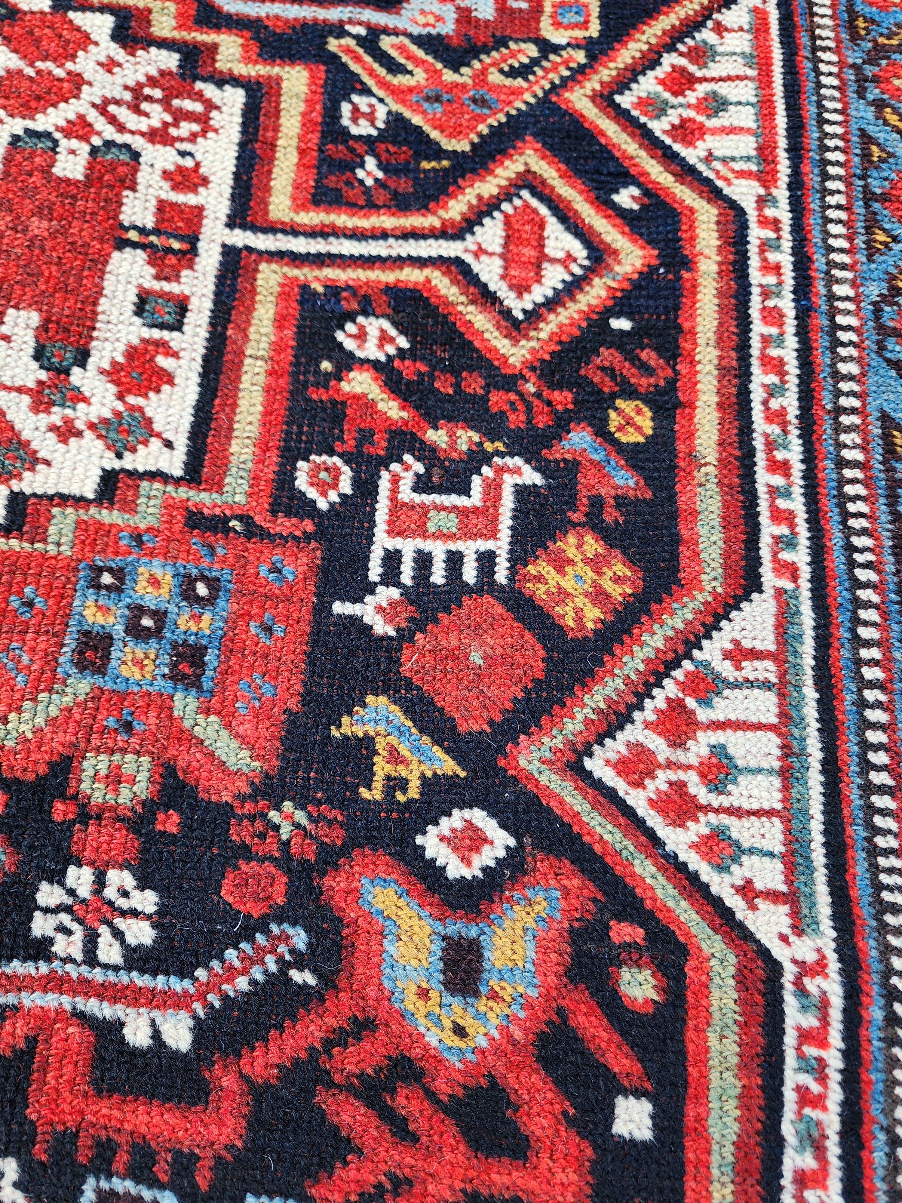 Antique Qashqai Tribal Runner, Antique Handwoven Qashqai Runner, 3'6''x9'8''