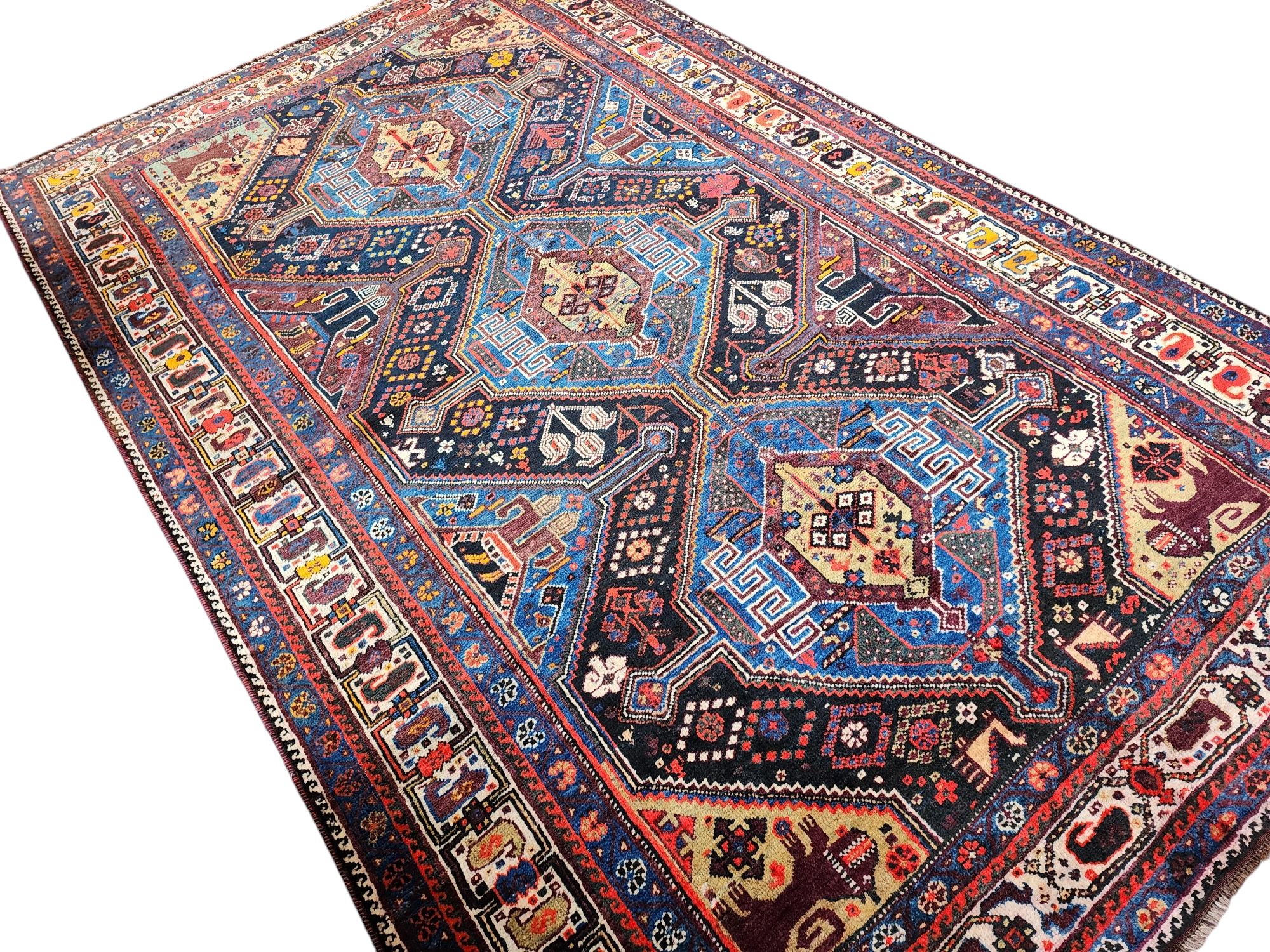 19th Century Persian Qasqai Rug, 9'8''x 5'11''