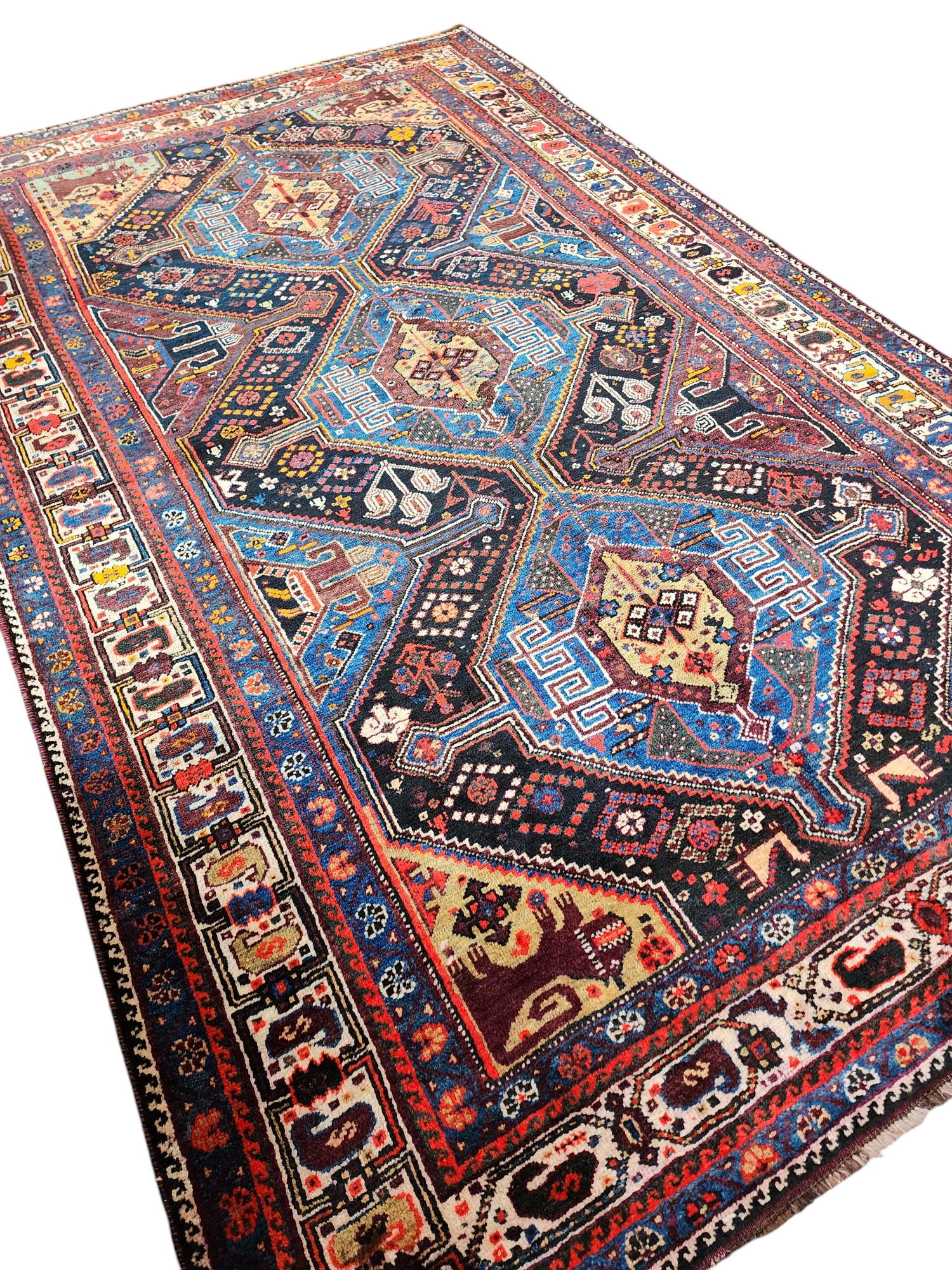 19th Century Persian Qasqai Rug, 9'8''x 5'11''