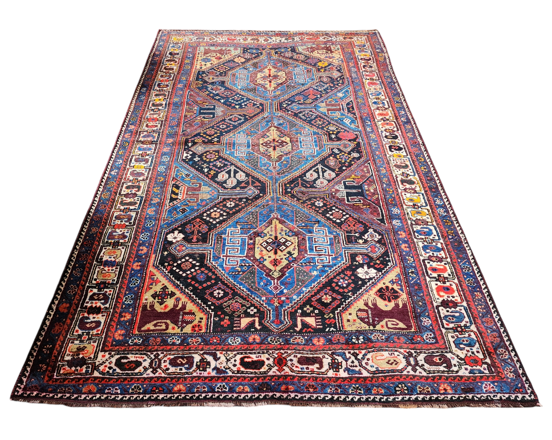 19th Century Persian Qasqai Rug, 9'8''x 5'11''