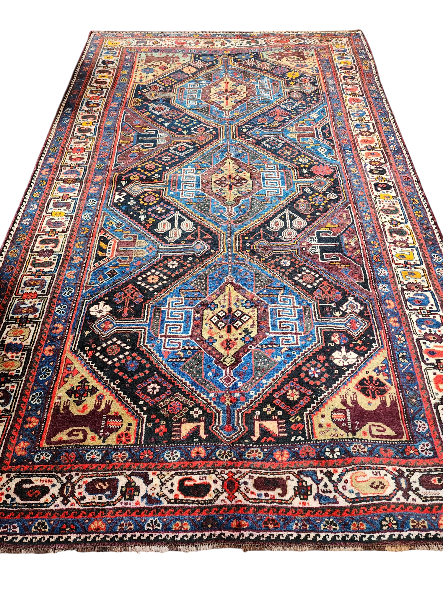 19th Century Persian Qasqai Rug, 9'8''x 5'11''