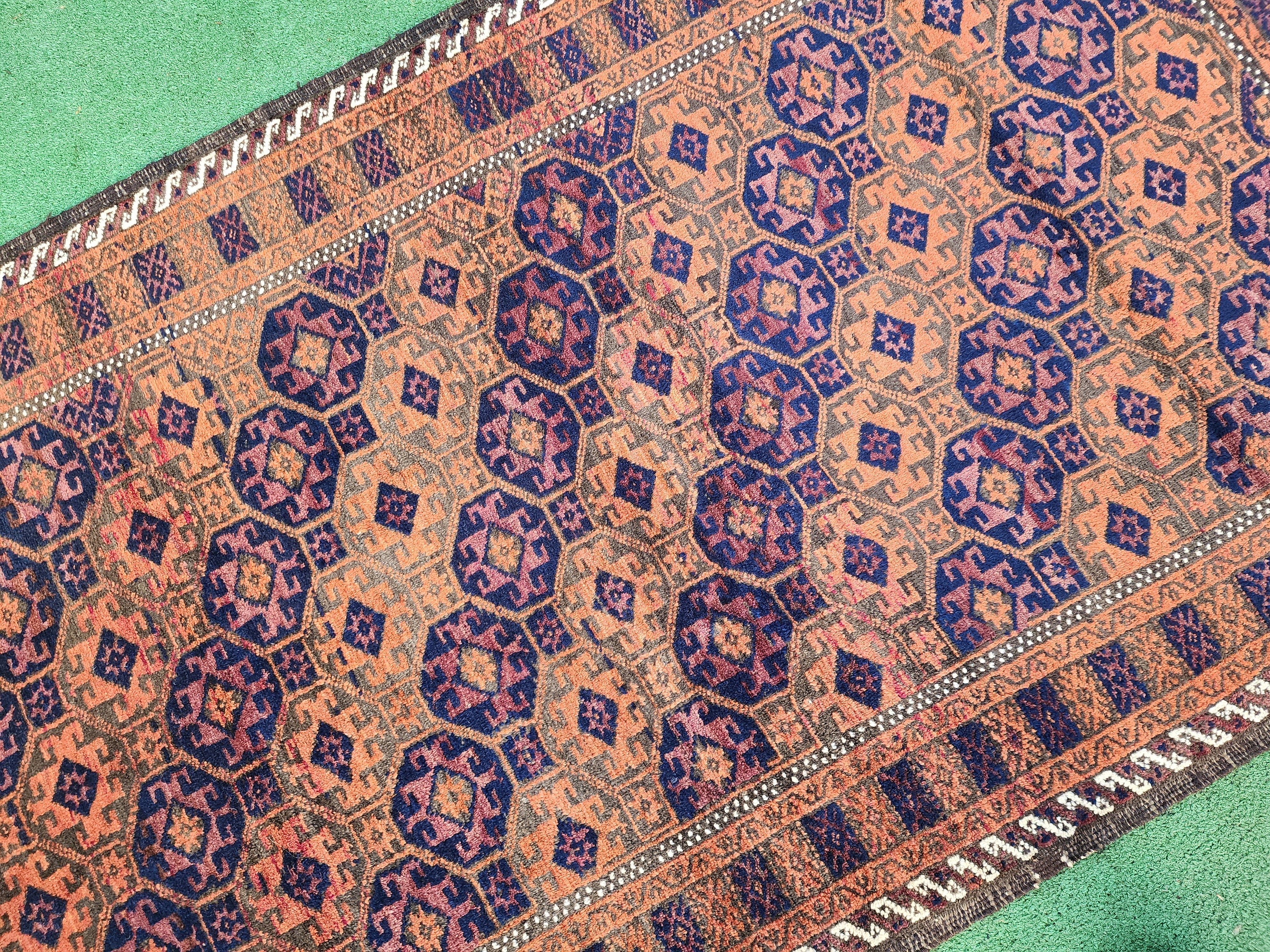 antique Baluchi Area Rug — edge weave