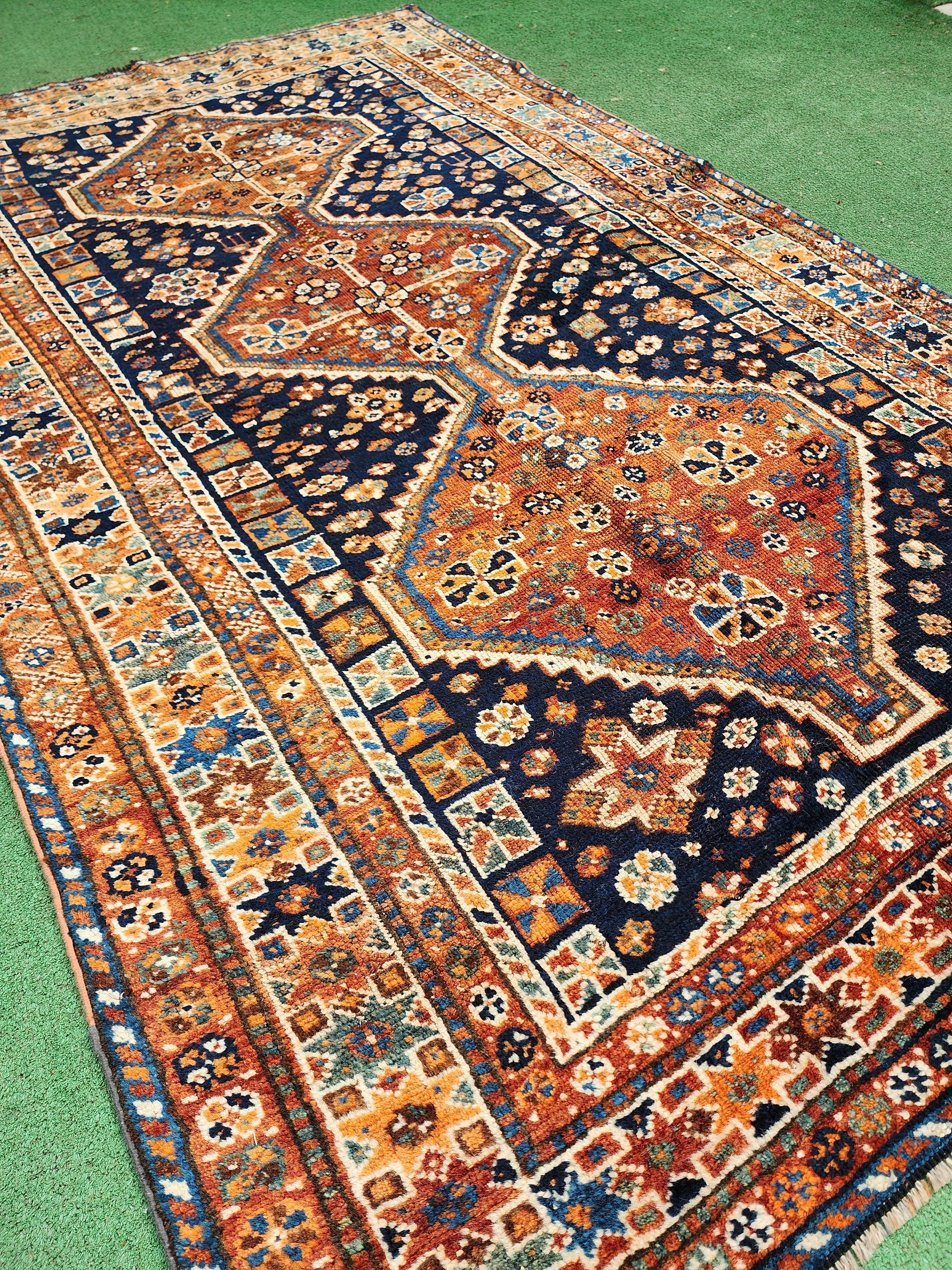 antique Anatolian Wool Area Rug — back view