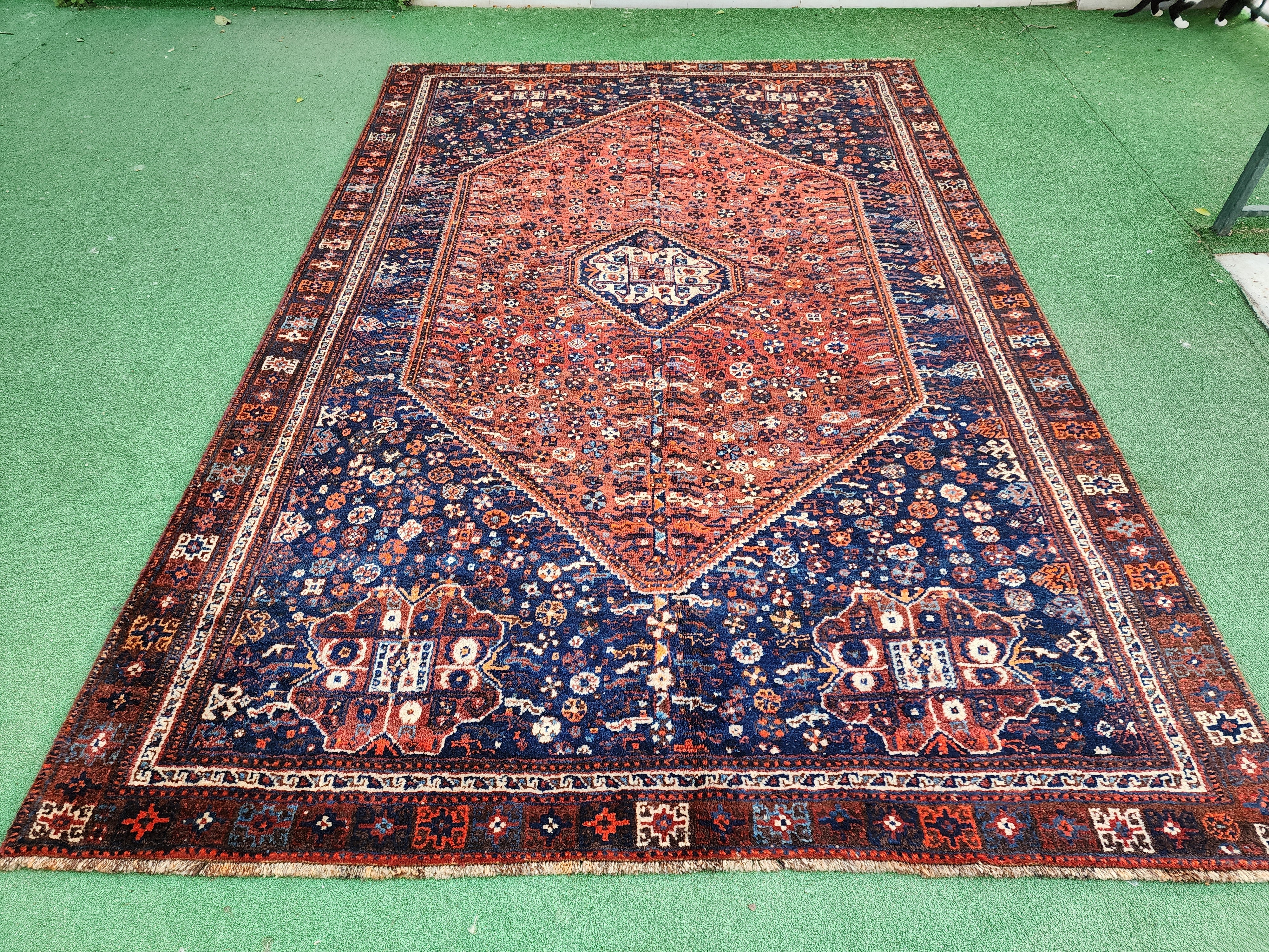 antique Persian Wool Large Area Rug — detail texture