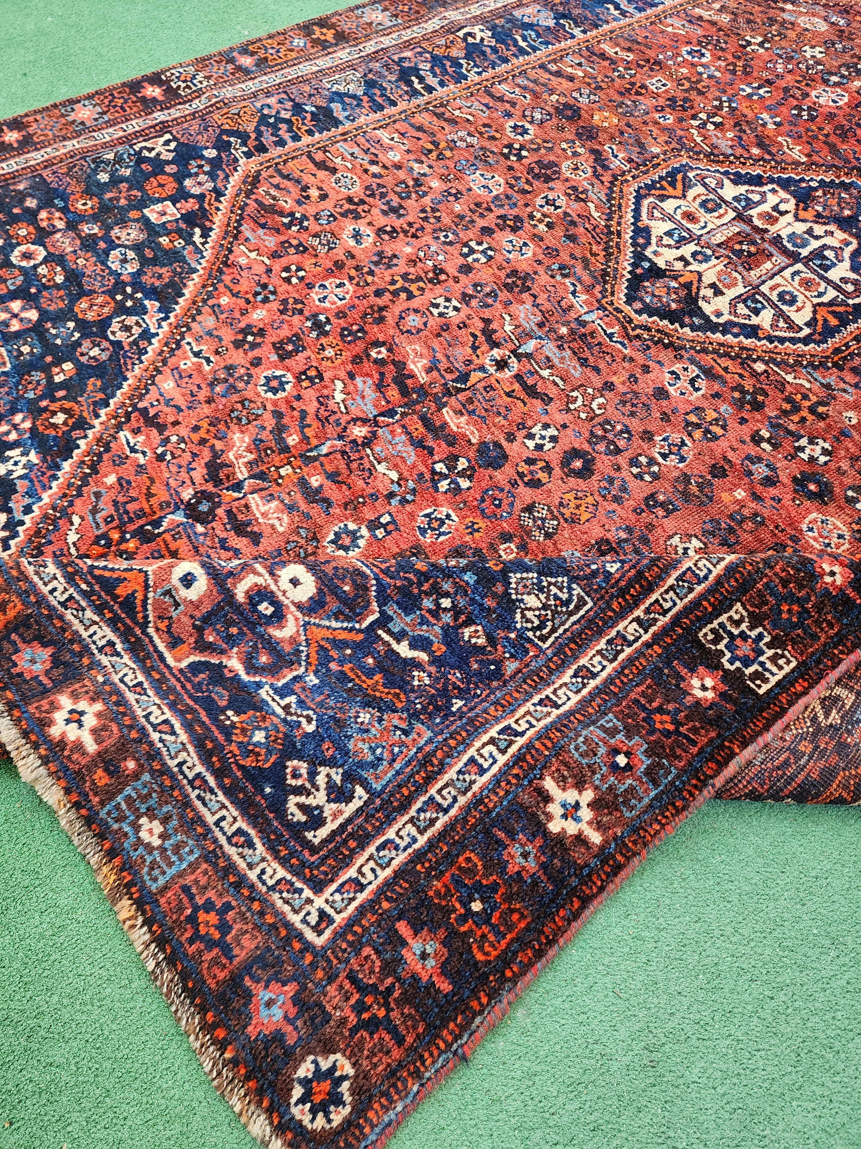 antique Persian Wool Large Area Rug — colour close-up