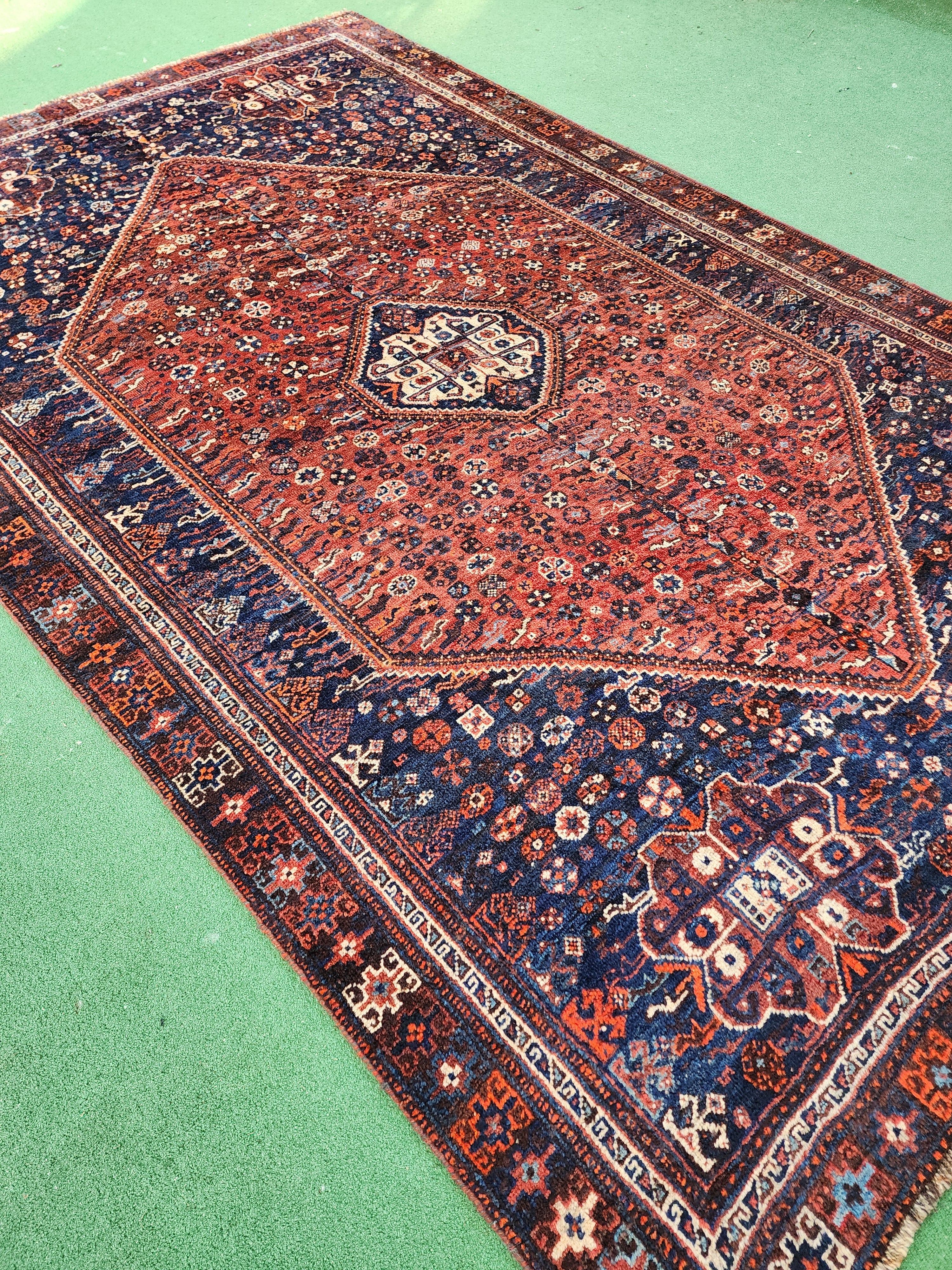 antique Persian Wool Large Area Rug — edge weave