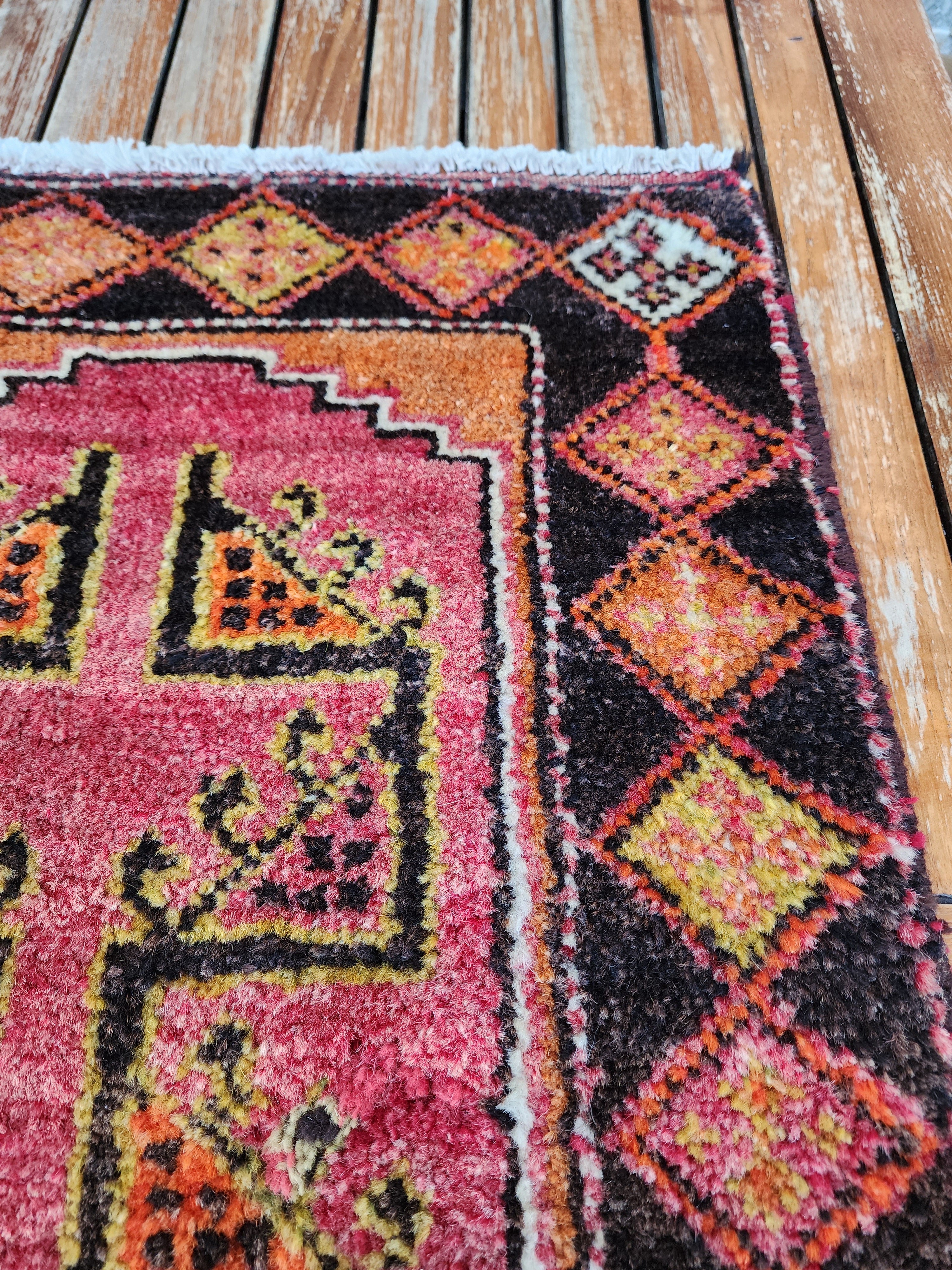 Alfombra Konya antigua kurda rosa, 2'11''x1'10''