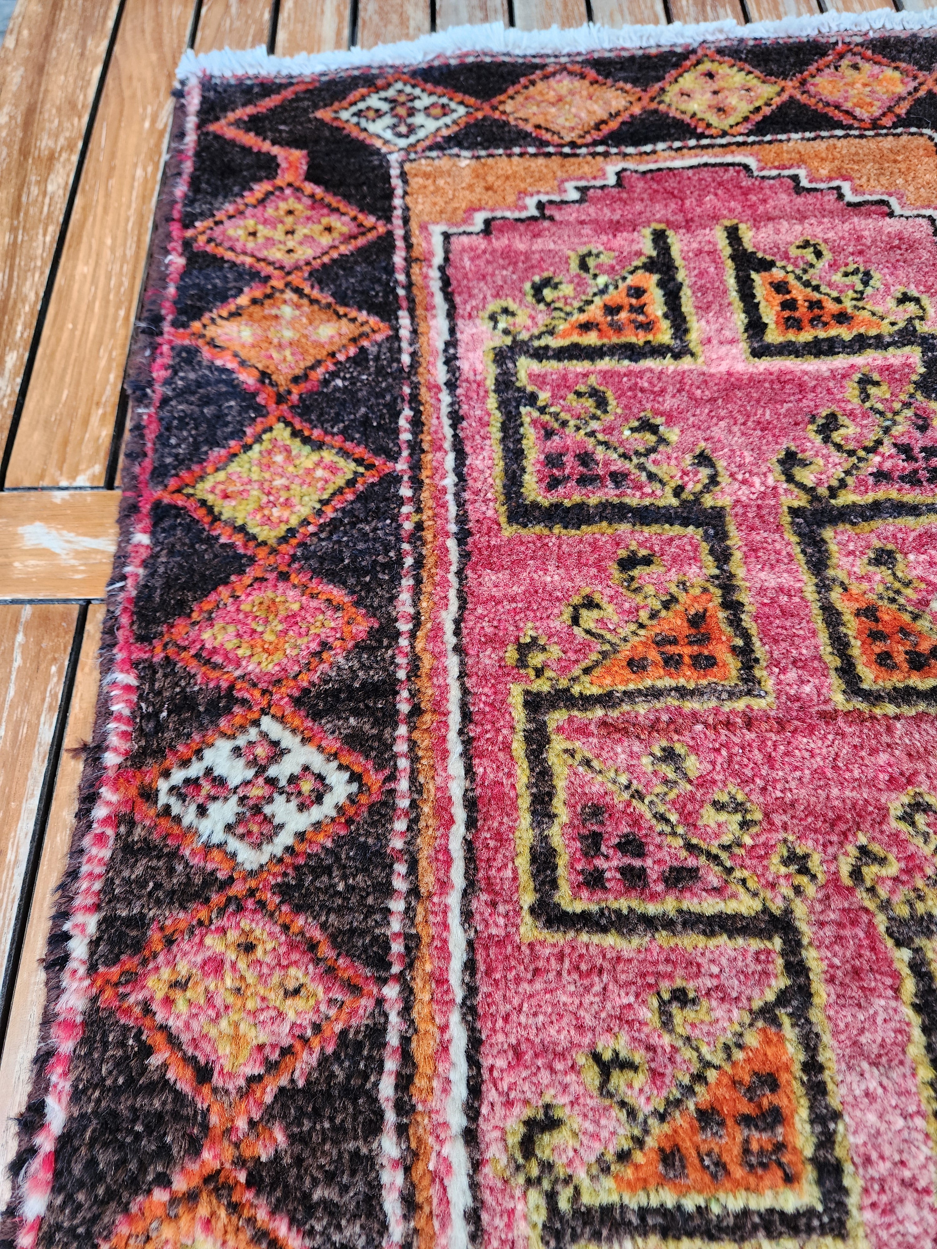 Alfombra Konya antigua kurda rosa, 2'11''x1'10''