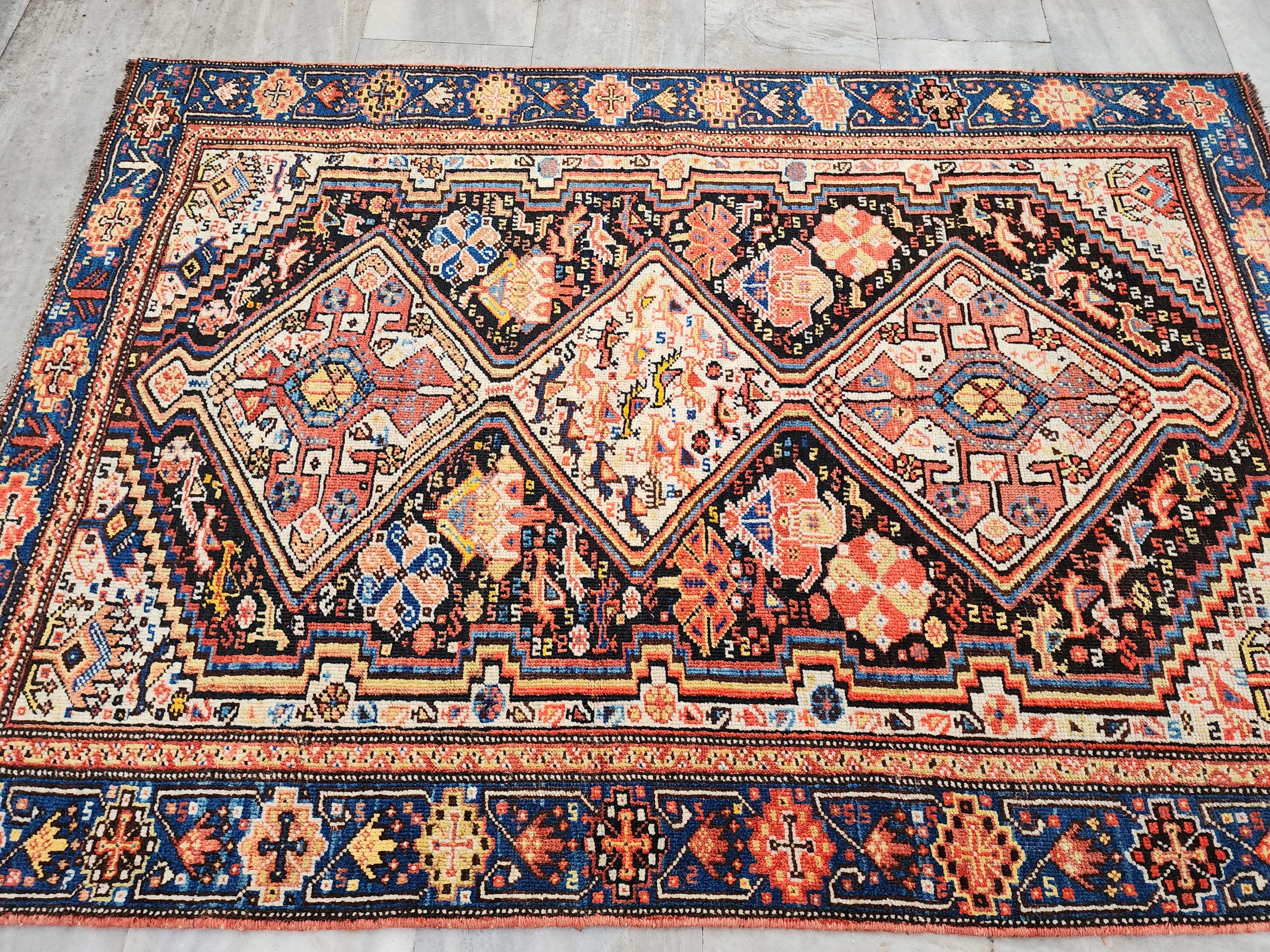 Vintage Turkish Tribal Wool Rug, Oriental Bohemian Area Carpet
