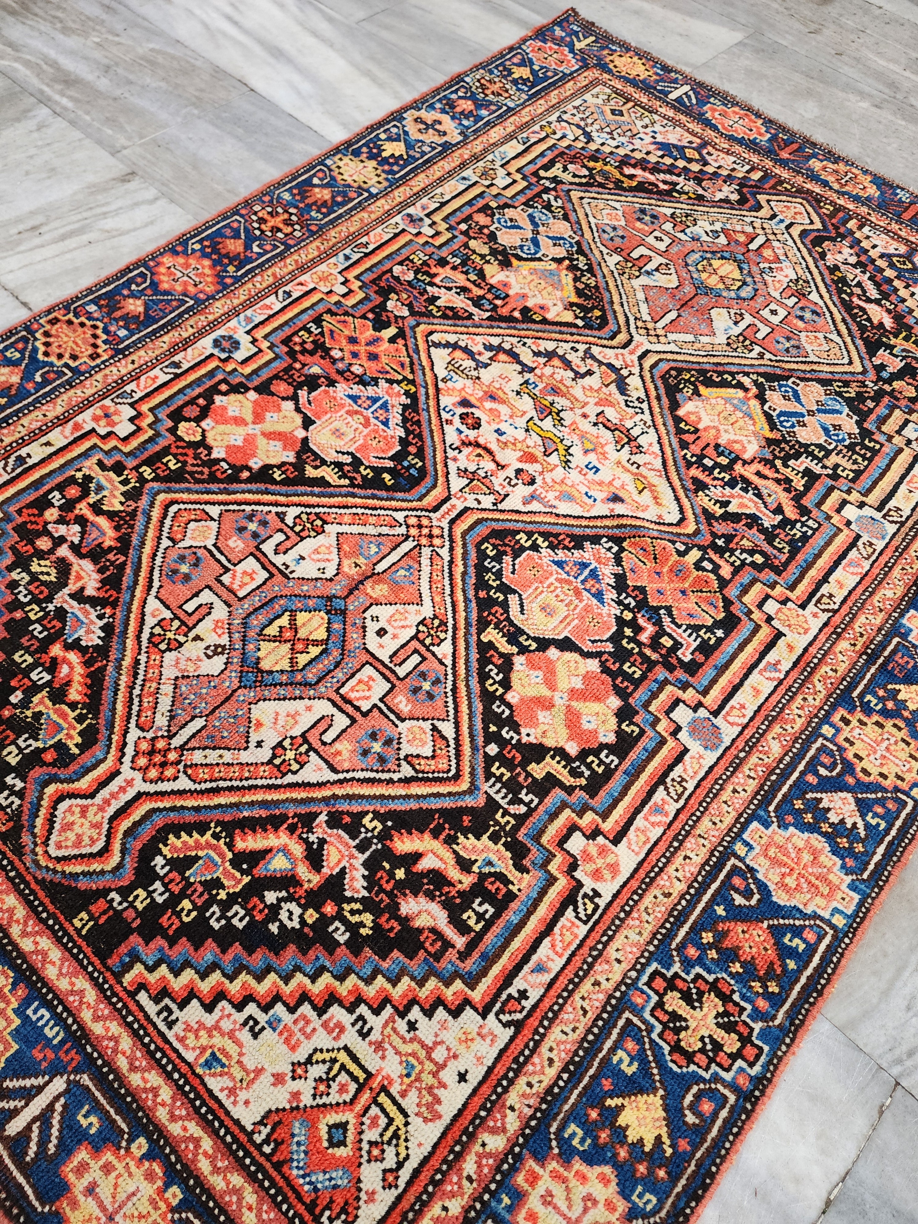 Vintage Turkish Tribal Wool Rug, Oriental Bohemian Area Carpet
