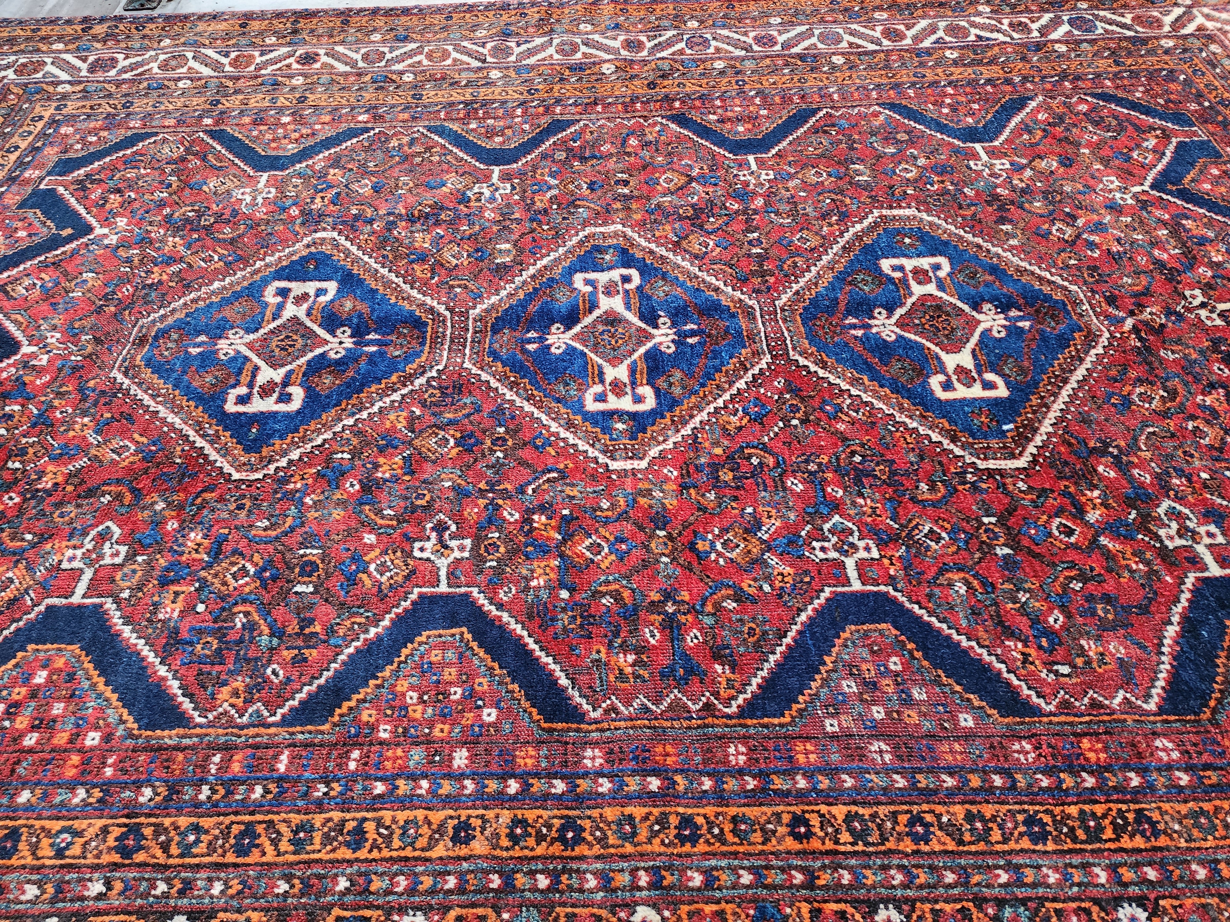 antique Anatolian Wool Large Area Rug — border pattern