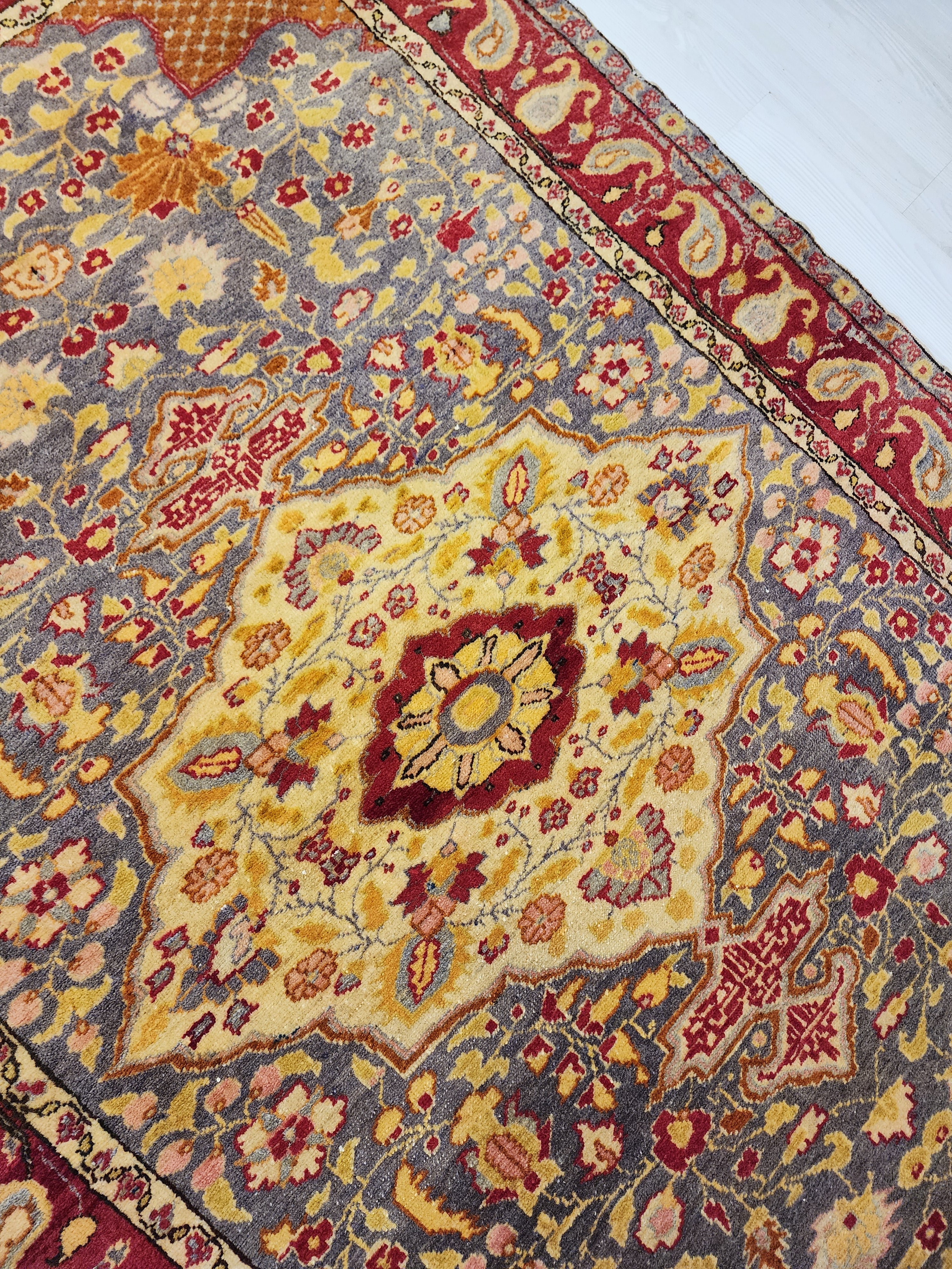Persian Rug 5 ft 10 in x 4 ft 2 in Gray Brown and Red Persian Rug for the Living or Dining Room Handmade from Natural Wool in Turkey