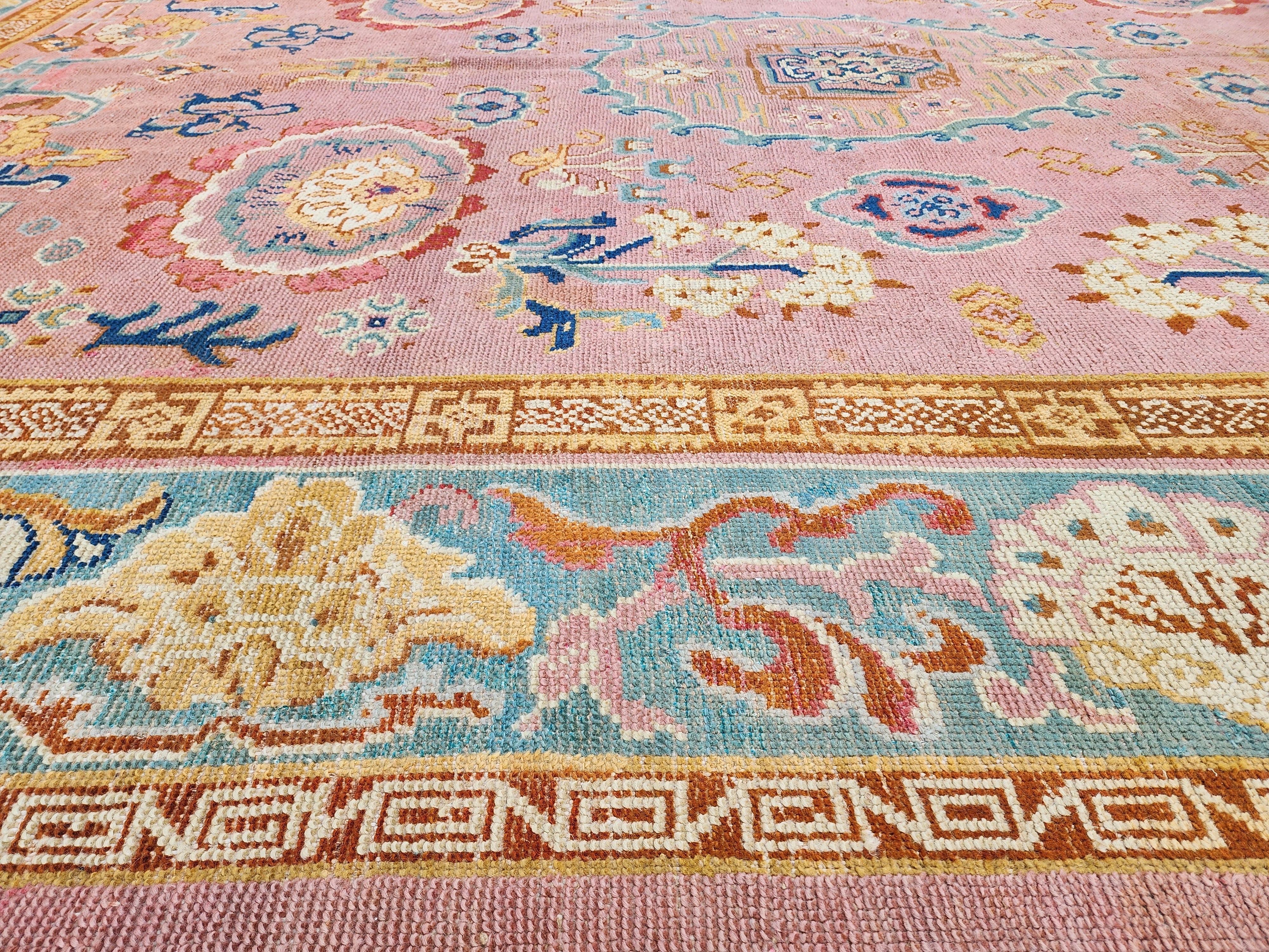 antique Oushak Wool Large Area Rug — in setting
