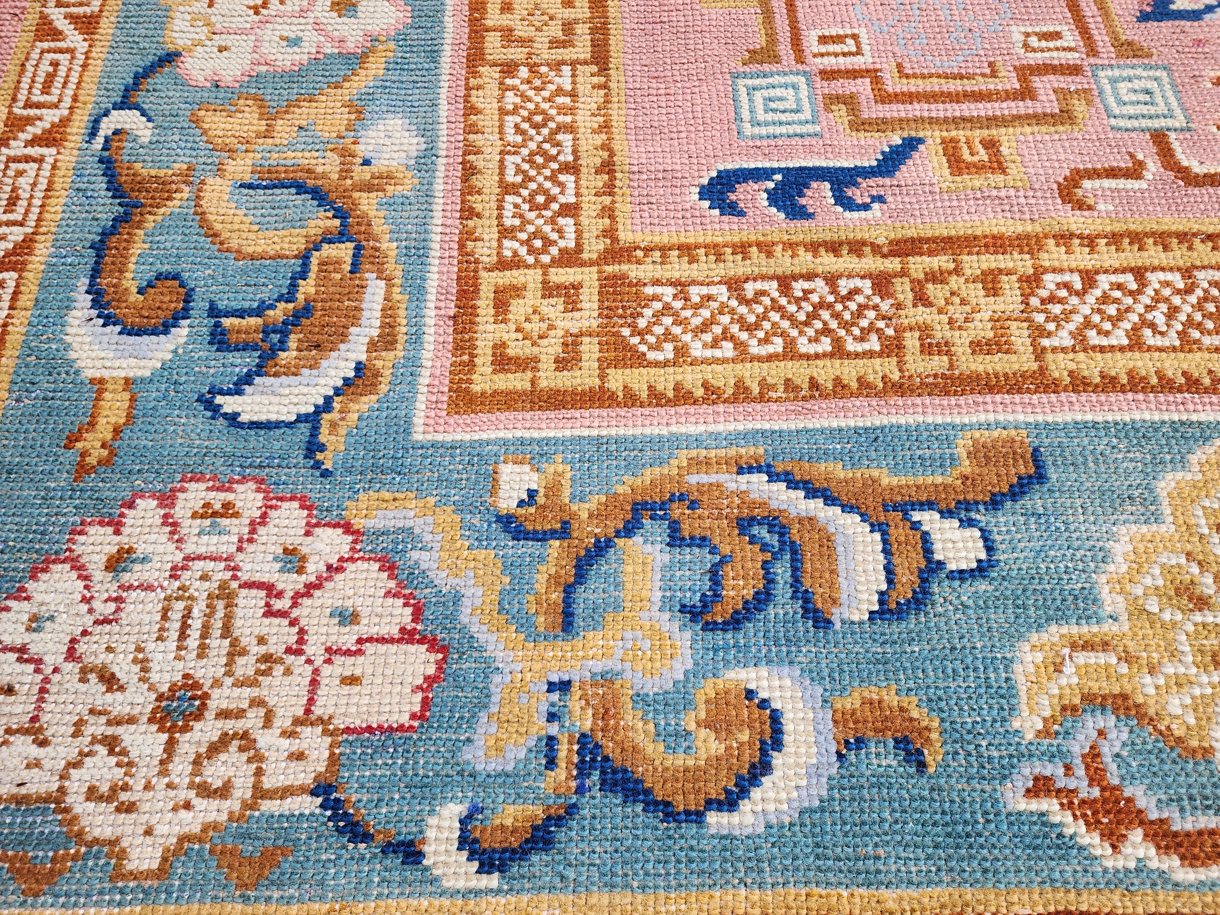 antique Oushak Wool Large Area Rug — pile detail