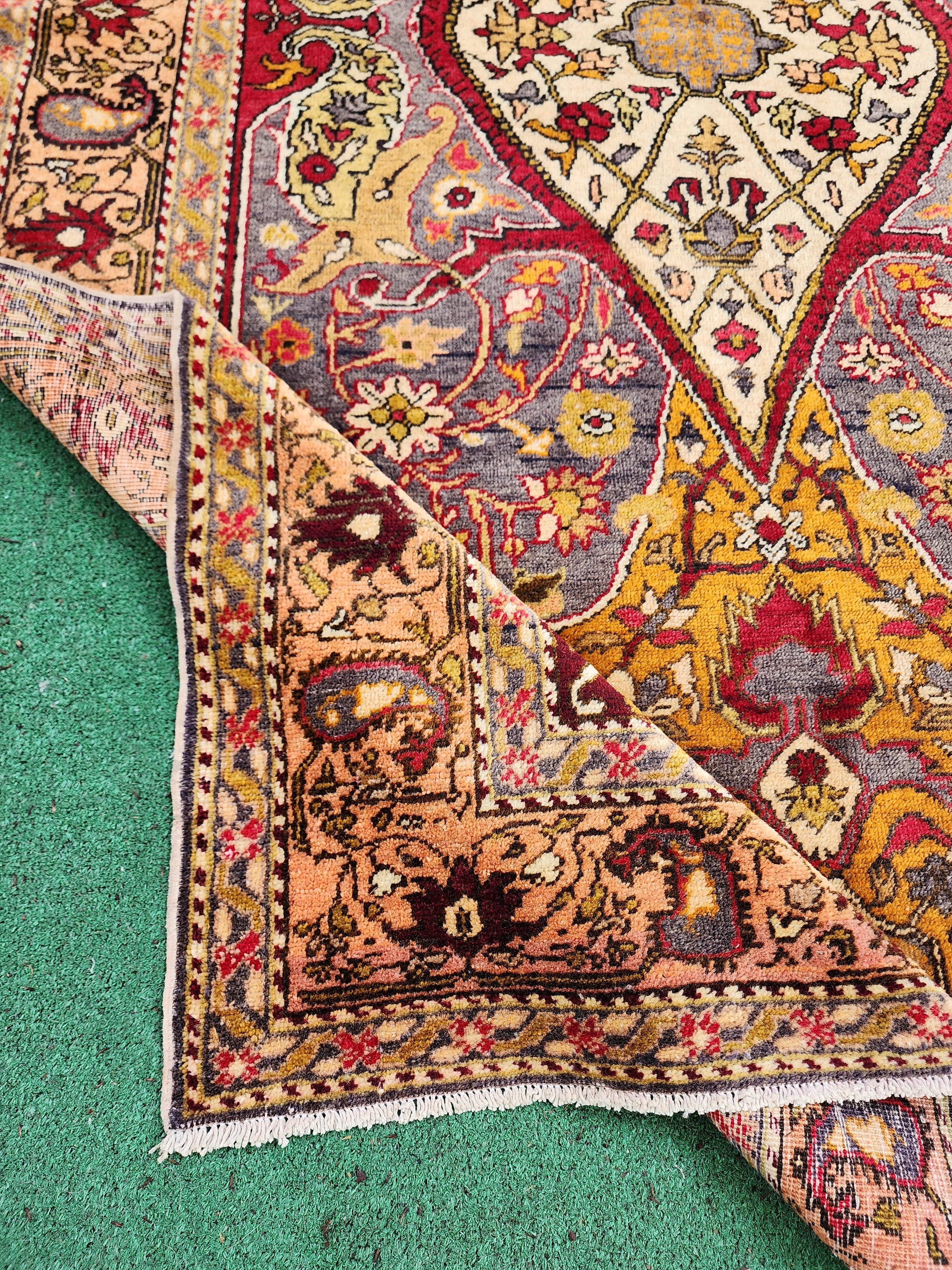 antique Anatolian Wool Large Area Rug — corner detail