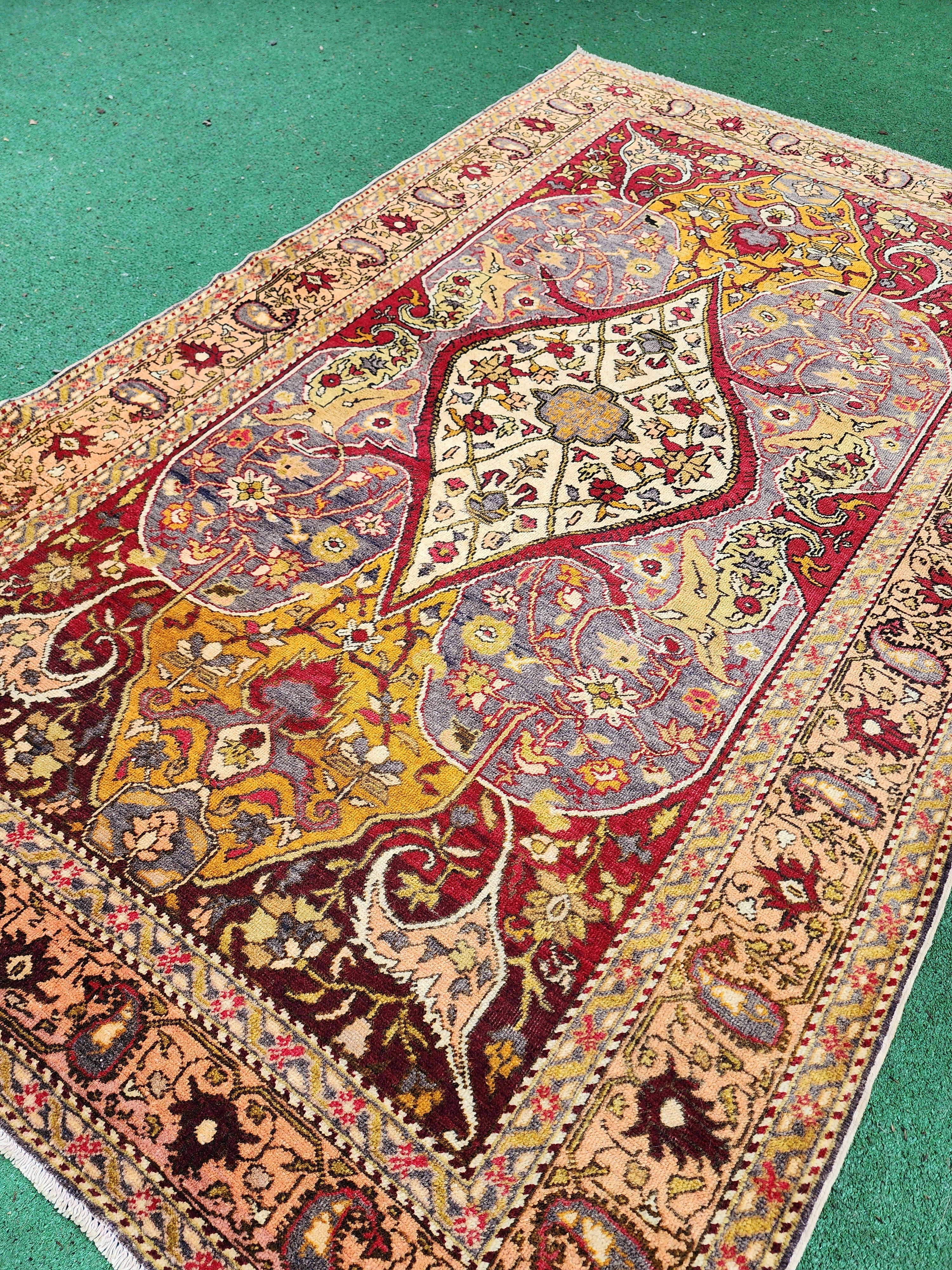 antique Anatolian Wool Large Area Rug — colour close-up