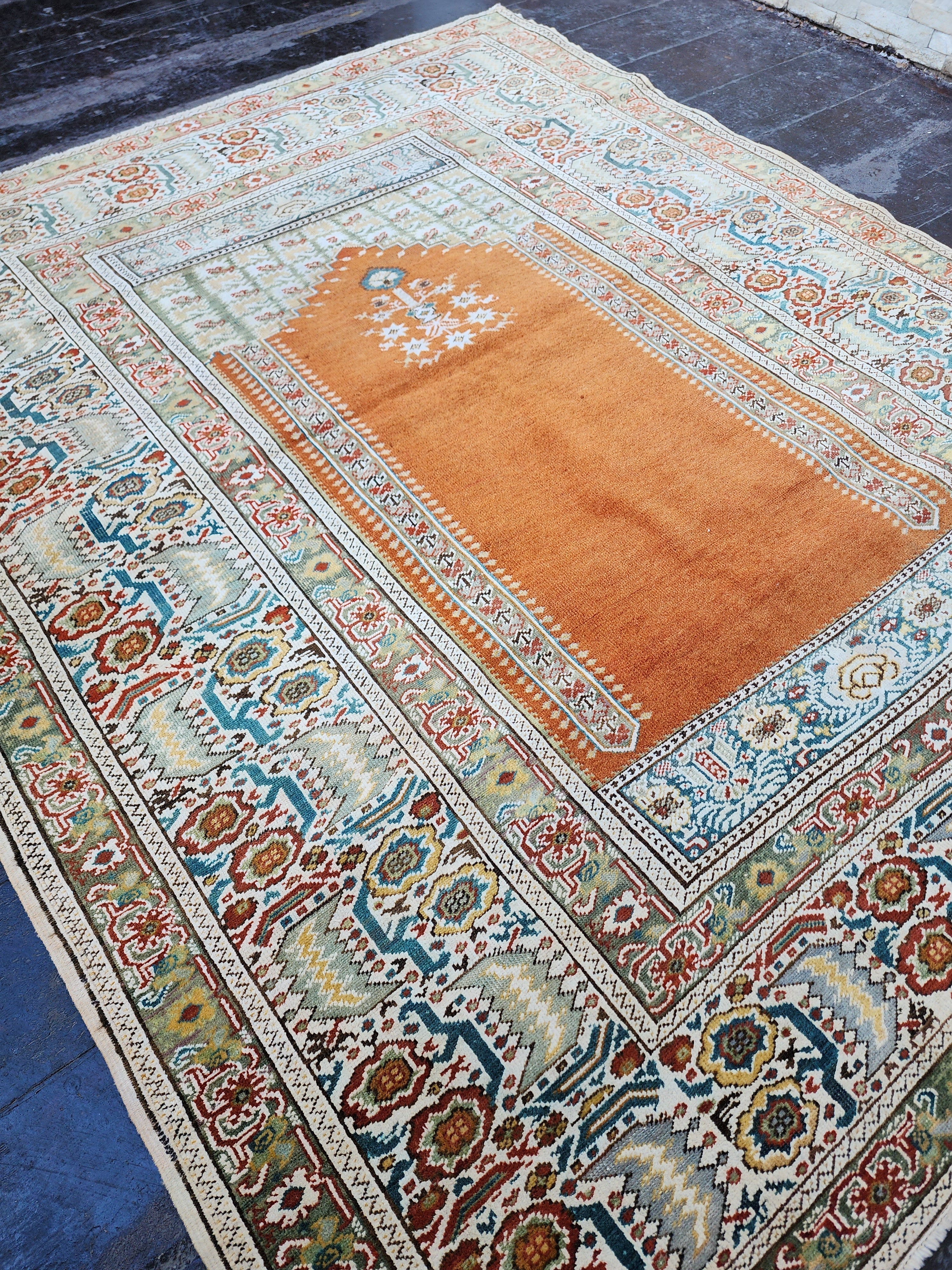 antique Turkish Wool Small Rug — back view