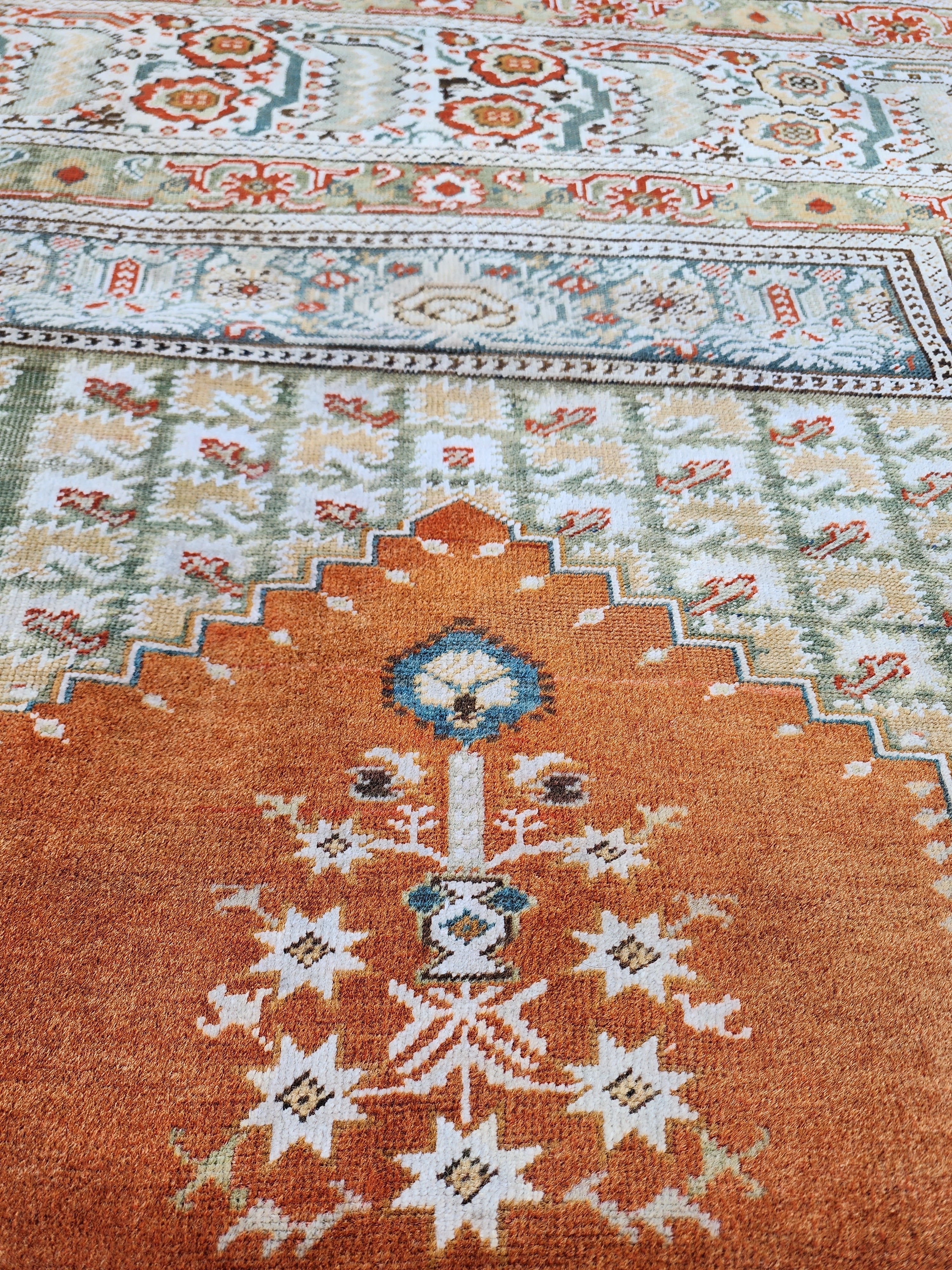 antique Turkish Wool Small Rug — border pattern