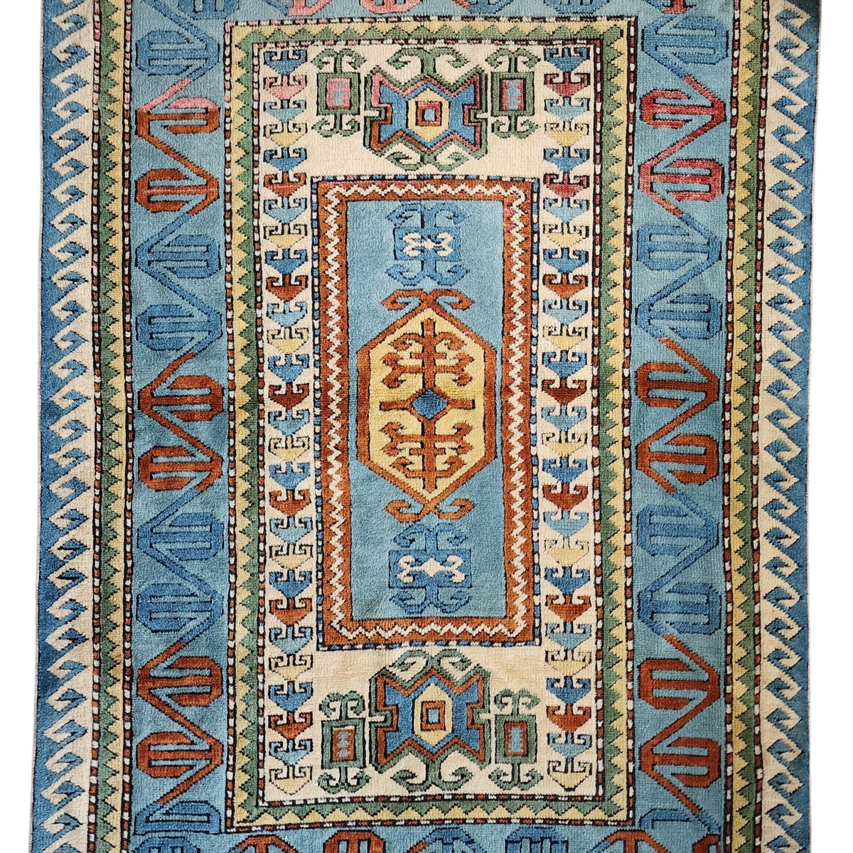 Vintage Turkish Rug 6'2'' x 4'7'' Blue Oushak Area Rug