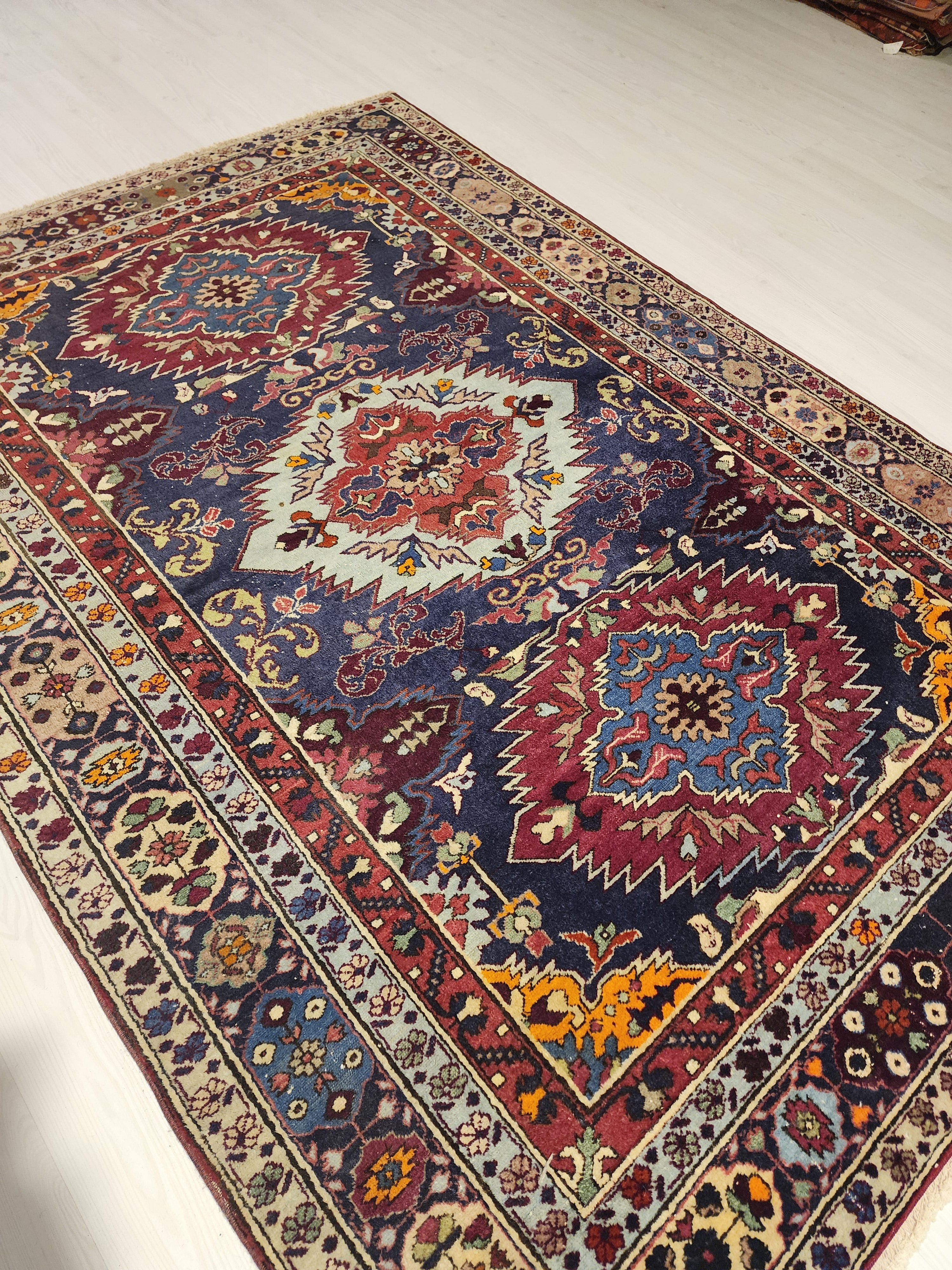 Vintage Caucasian Area Rug 6'10'' x 4'10'' Vintage Turkish Tribal Natural Wool Rug, Recycled Oriental Design Rustic Bohemian Floor Rug