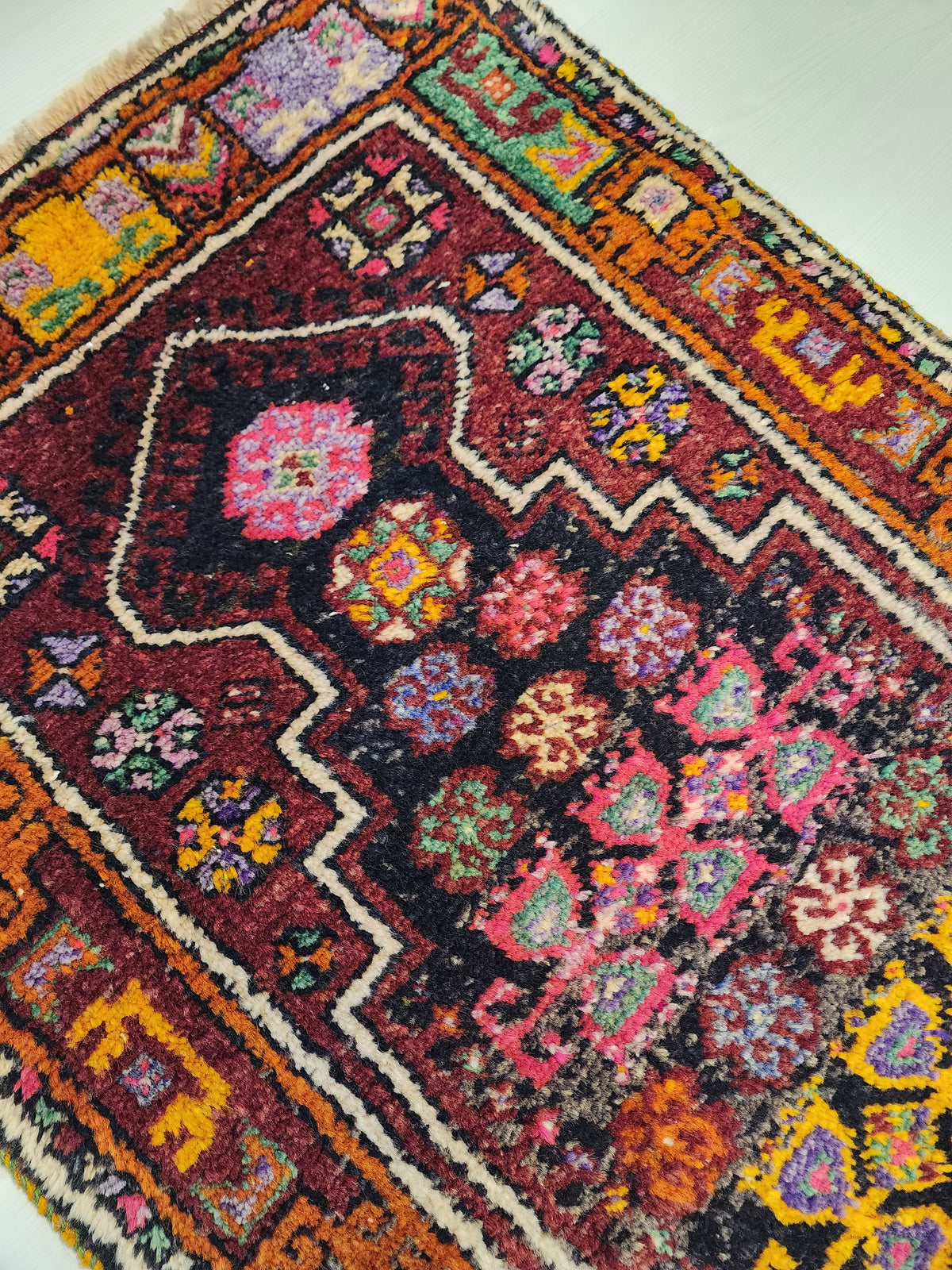 1930s Kurdish Antep Prayer Rug, Handwoven Wool, Tribal Nomadic Design (2'7'' x 4'6'')