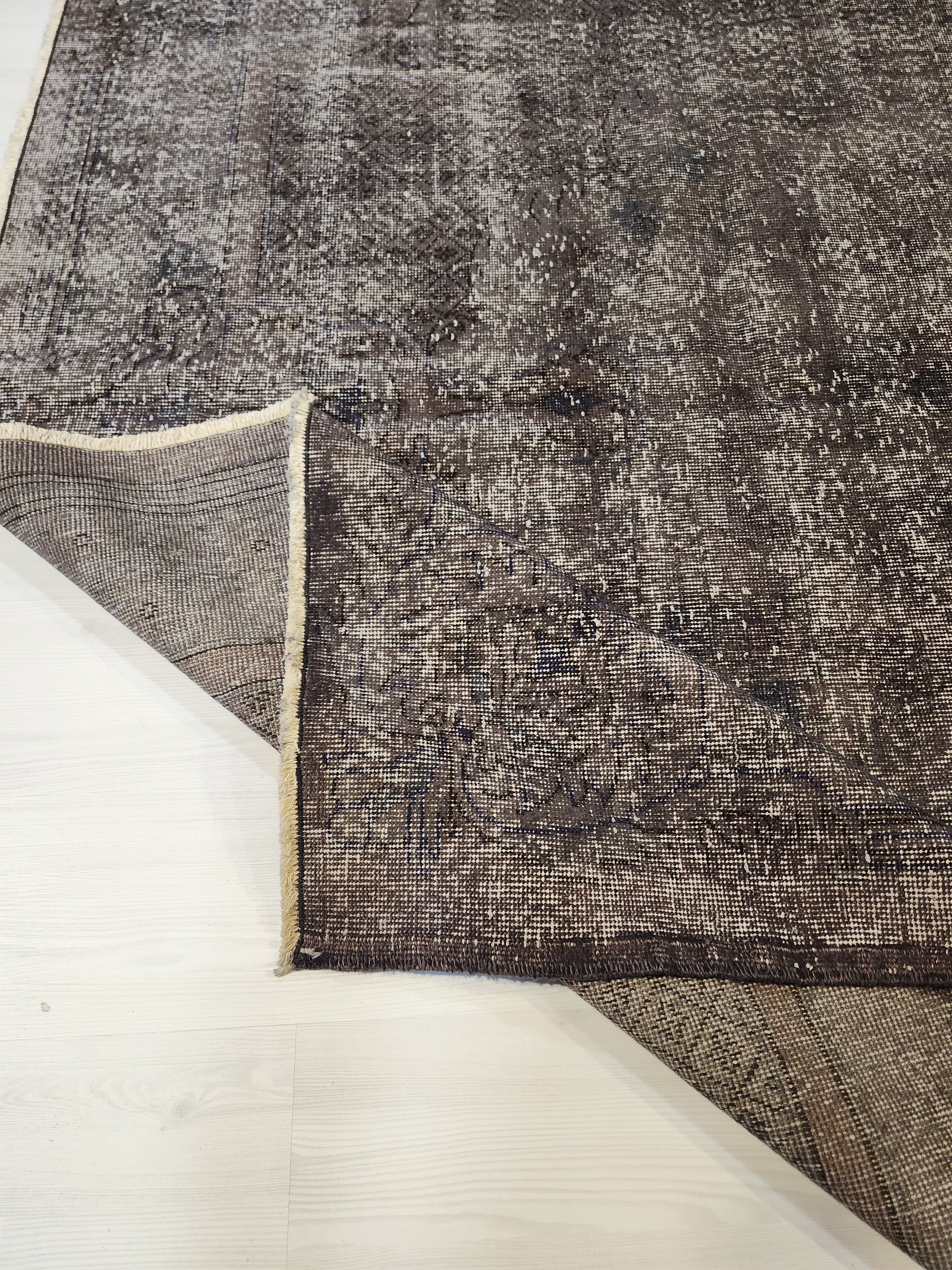 Persian Area Rug for the Living Room, Gray Vintage Boho Rustic Handmade Carpet, Natural Wool Oriental Floral Large Rug 10'8" x 7'1''
