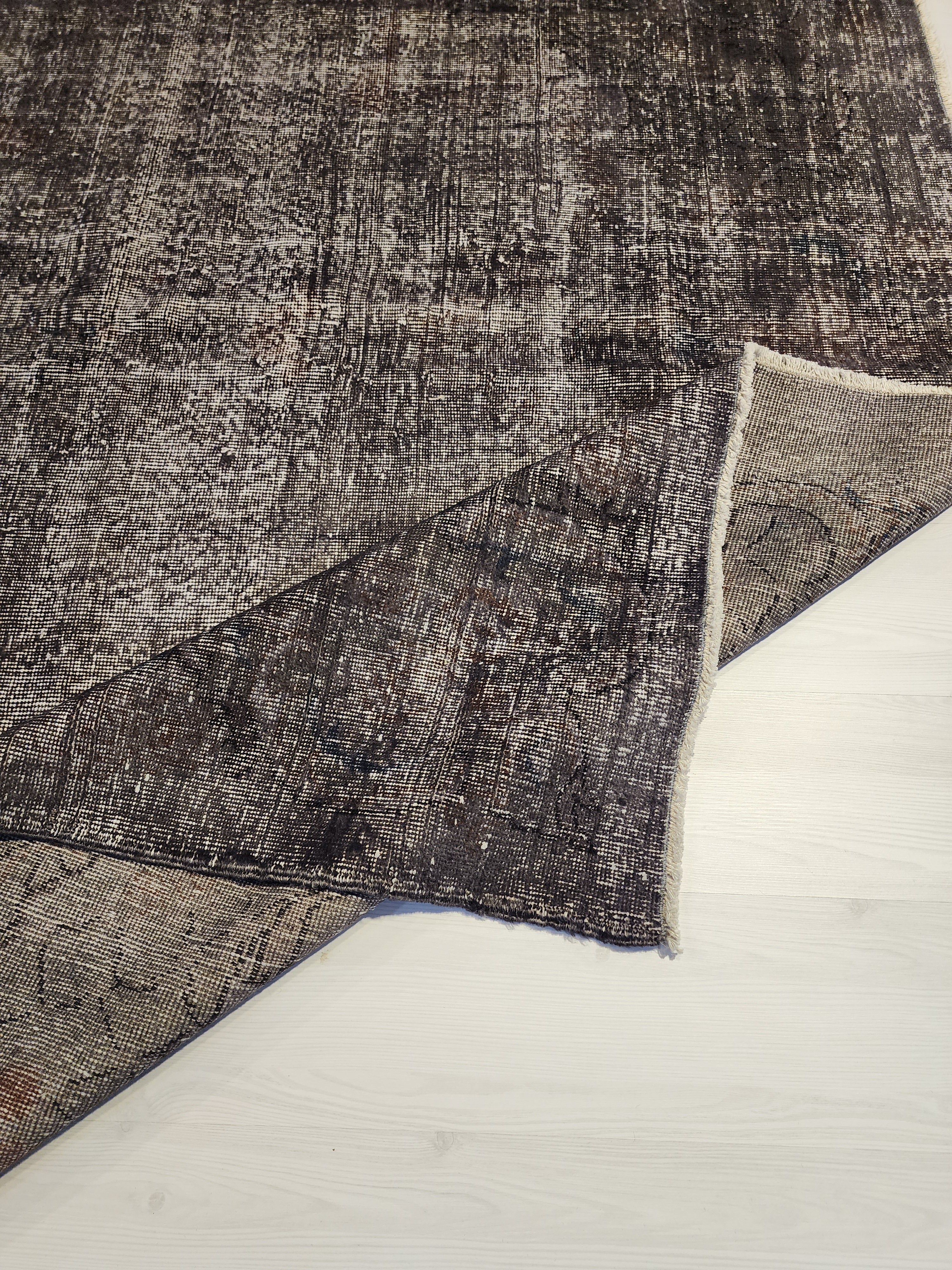 Persian Area Rug for the Living Room, Gray Vintage Boho Rustic Handmade Carpet, Natural Wool Oriental Floral Large Rug 10'9" x 7'5''