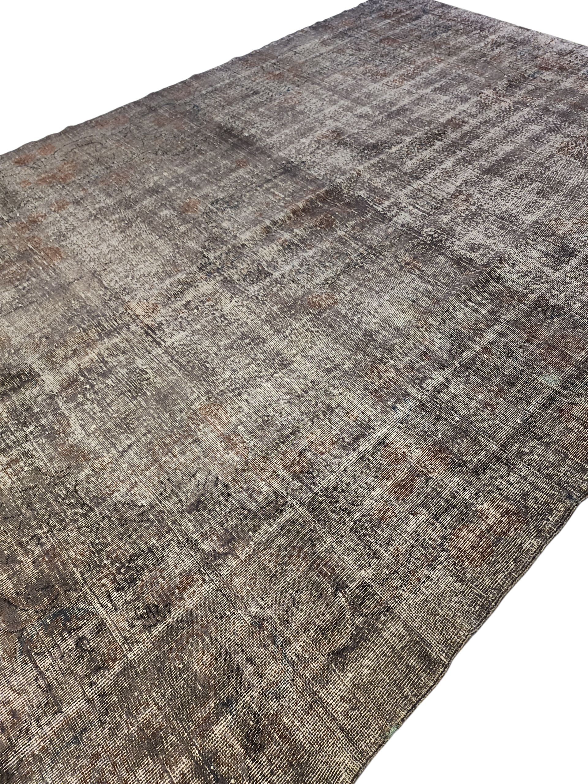 Persian Area Rug for the Living Room, Gray Vintage Boho Rustic Handmade Carpet, Natural Wool Oriental Floral Large Rug 10'9" x 7'5''