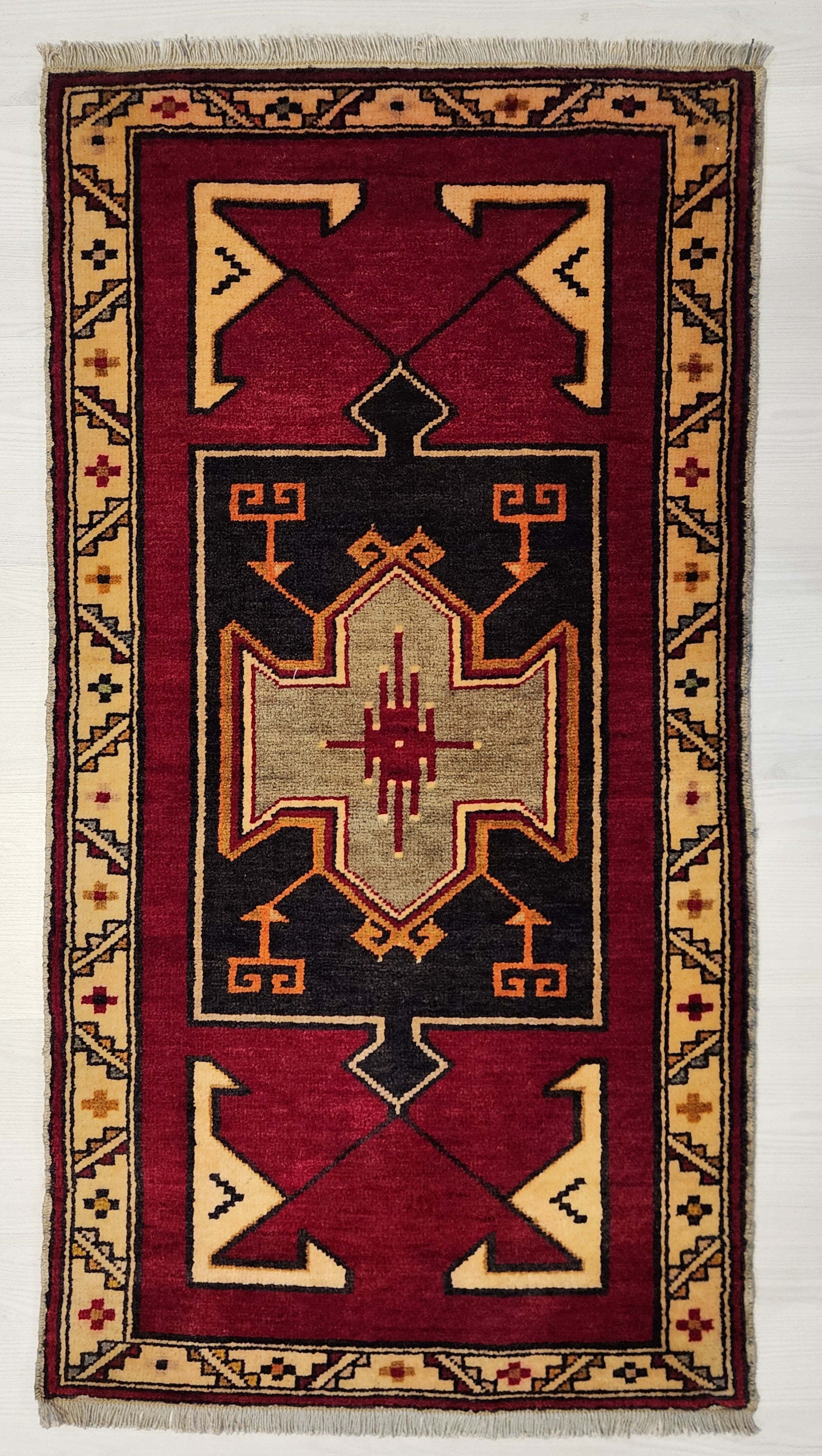 Vintage Kurdish Malatya Rug, Handmade Anatolian Tribal Wool Carpet, Rustic Boho Decor (2'4'' x 3'8''