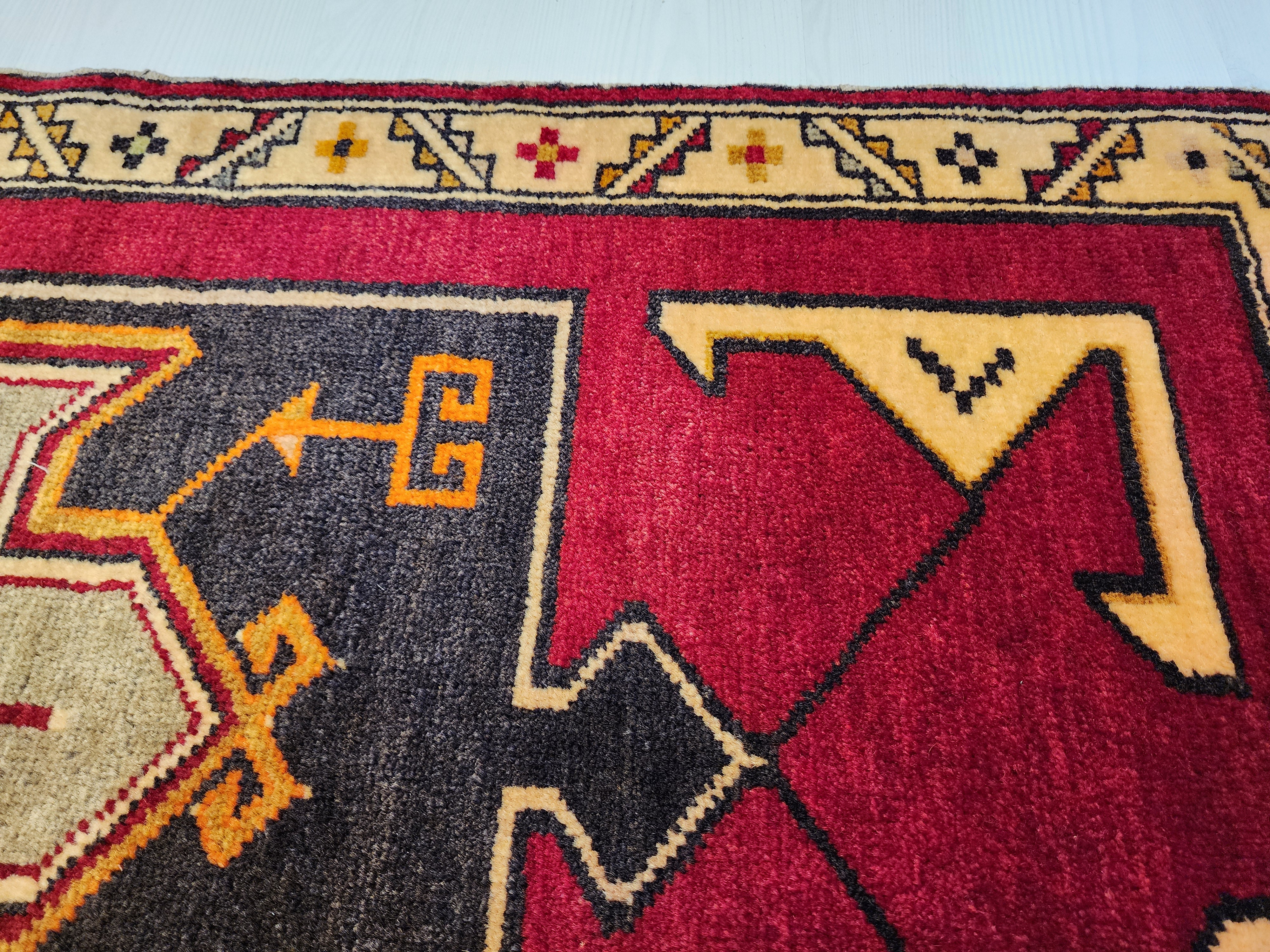 vintage Kurdish Malatya Rug, Handmade Anatolian Tribal Wool Carpet, Rustic Boho Decor (2'4'' x 3'8'' — edge weave