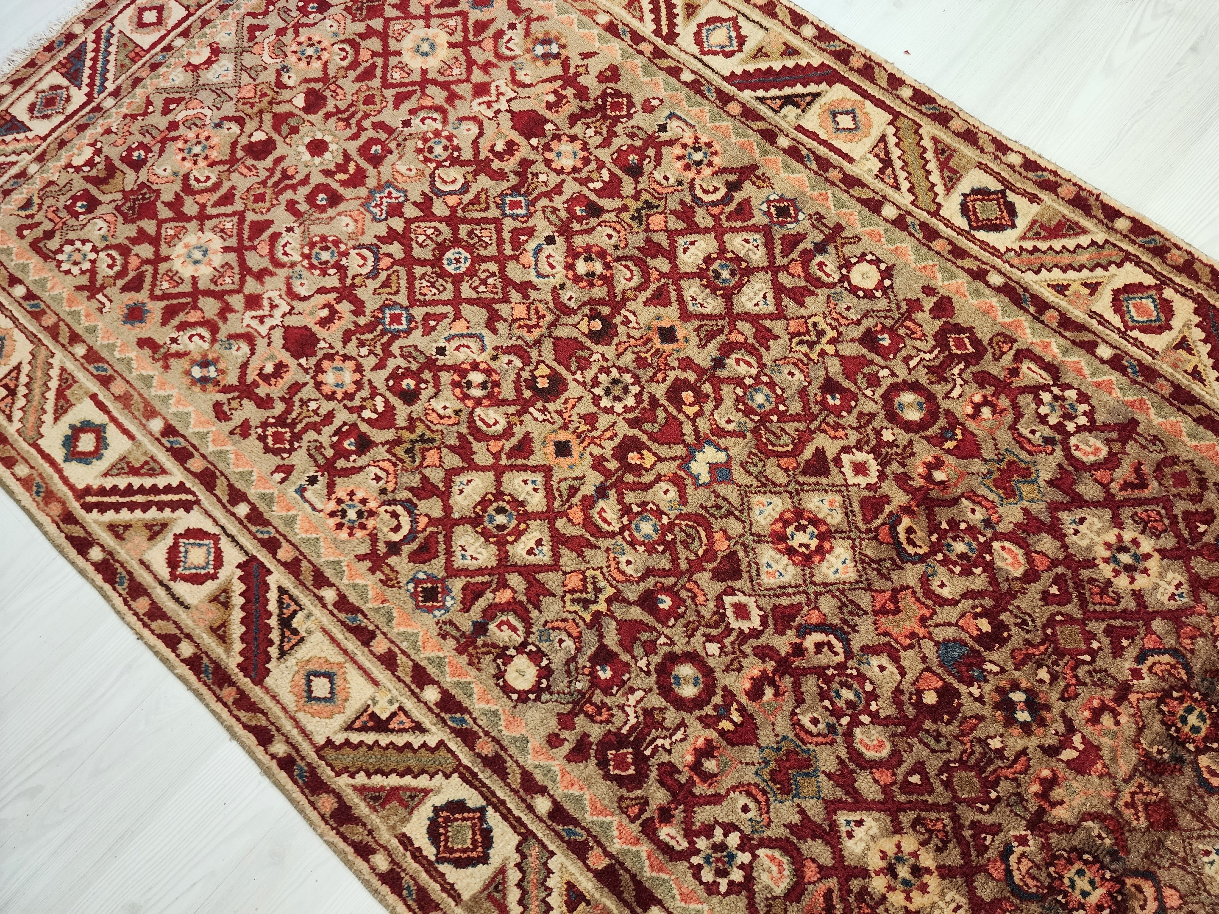 Handwoven Oushak Hallway Runner Rug, Vintage Turkish Wool 4x10