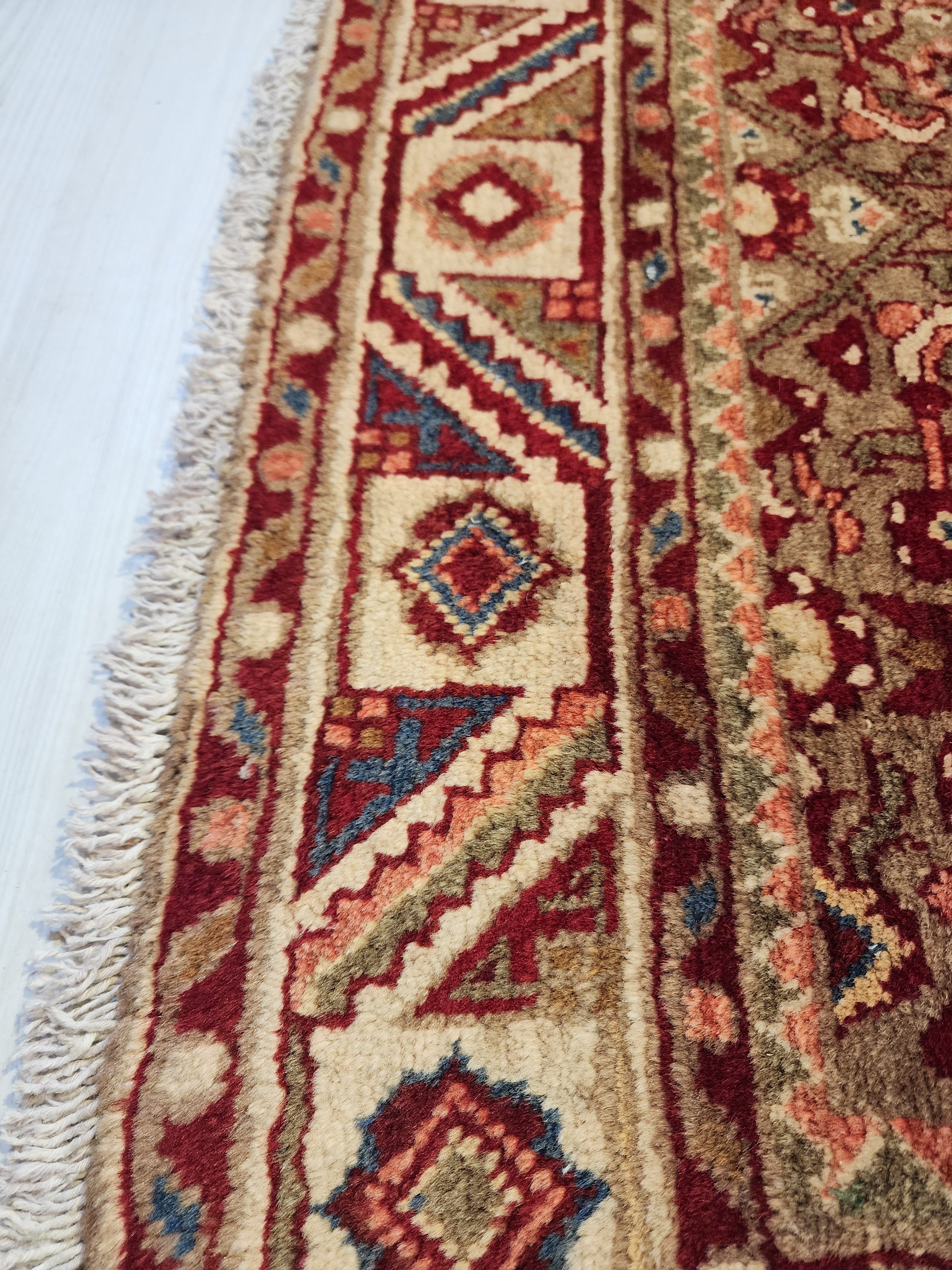 Handwoven Oushak Hallway Runner Rug, Vintage Turkish Wool 4x10