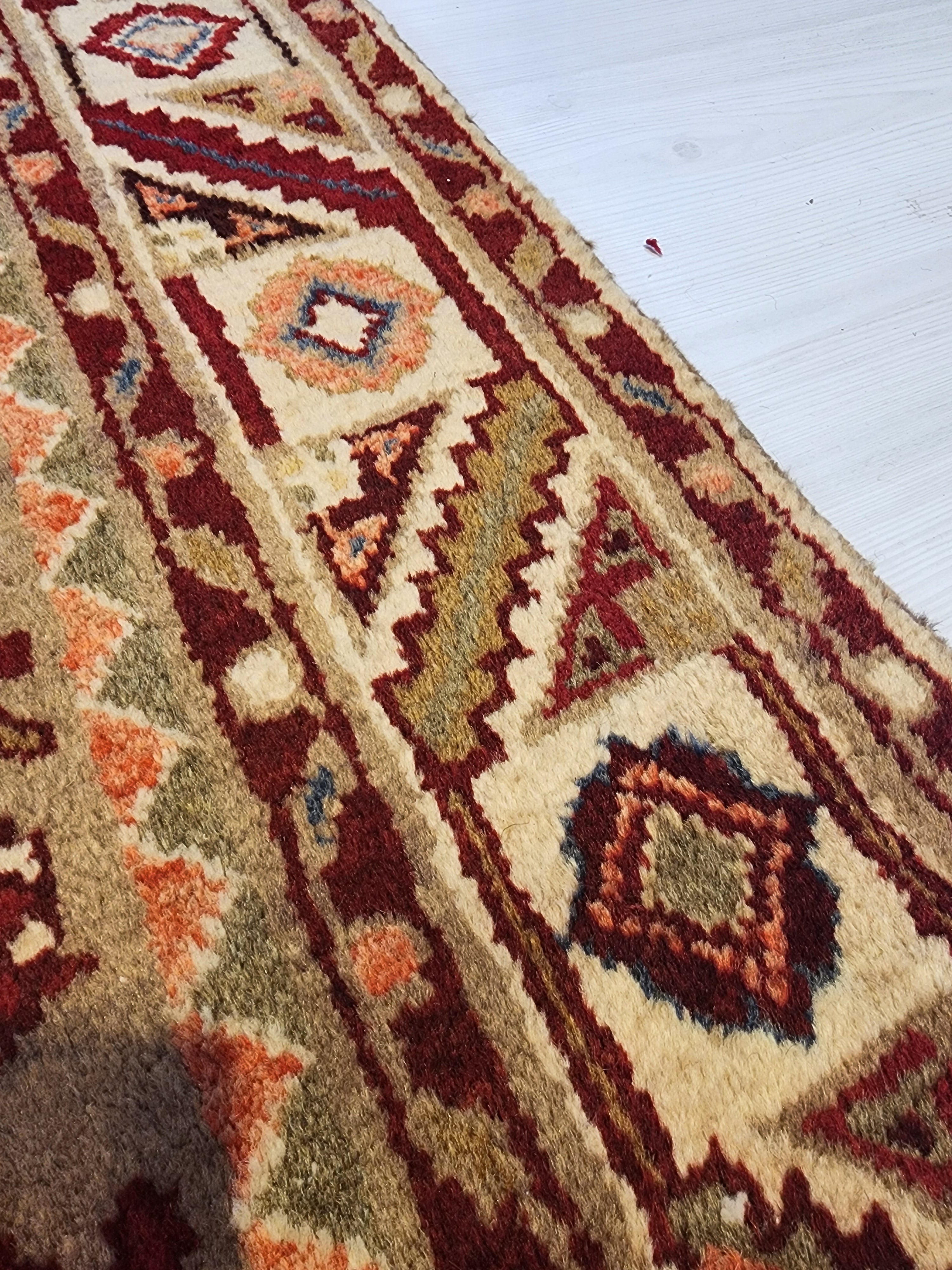 Handwoven Oushak Hallway Runner Rug, Vintage Turkish Wool 4x10