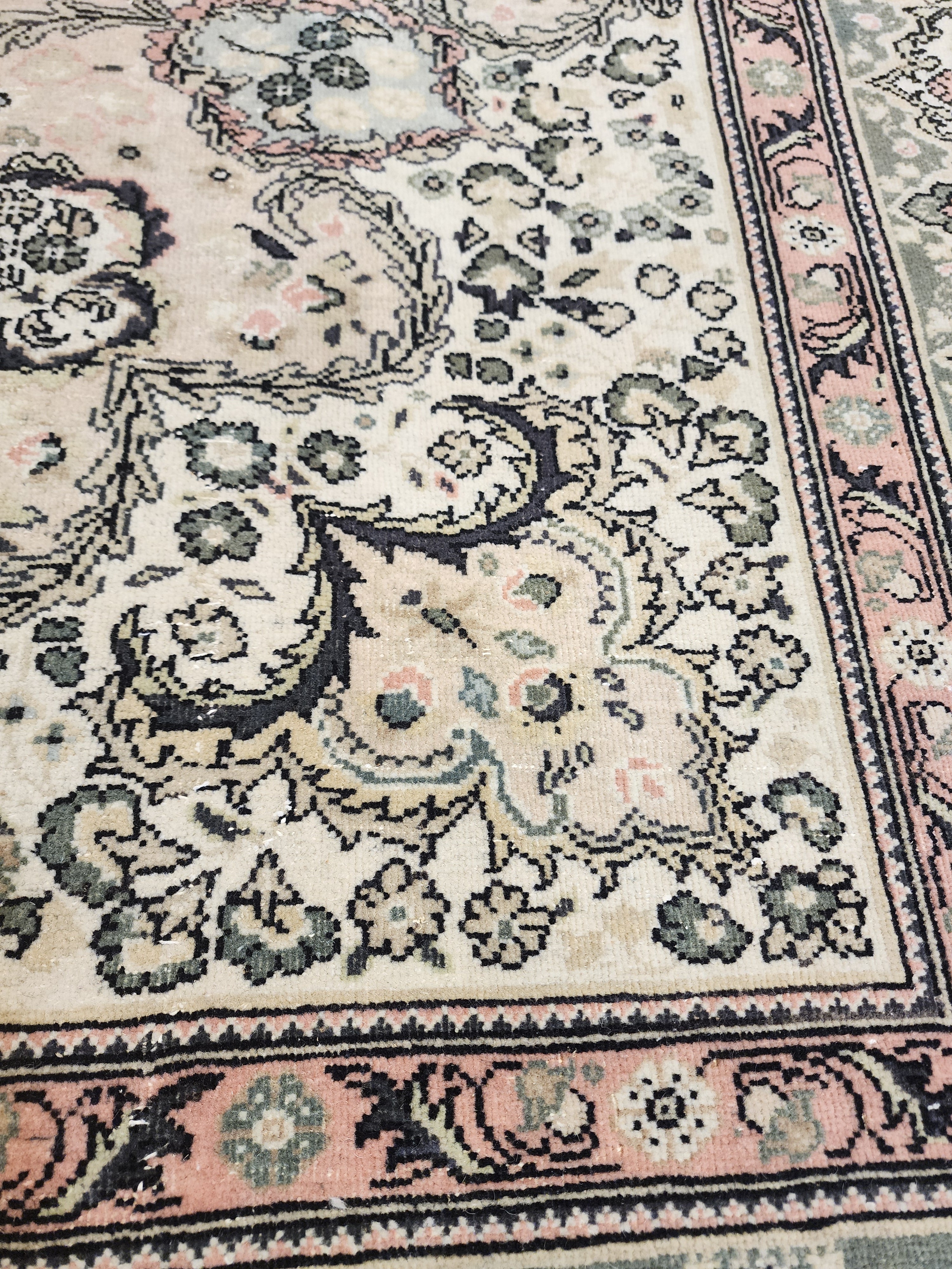 Floral Turkish Kayseri Rug, 10x7, Handwoven Wool, Faded Oriental Design