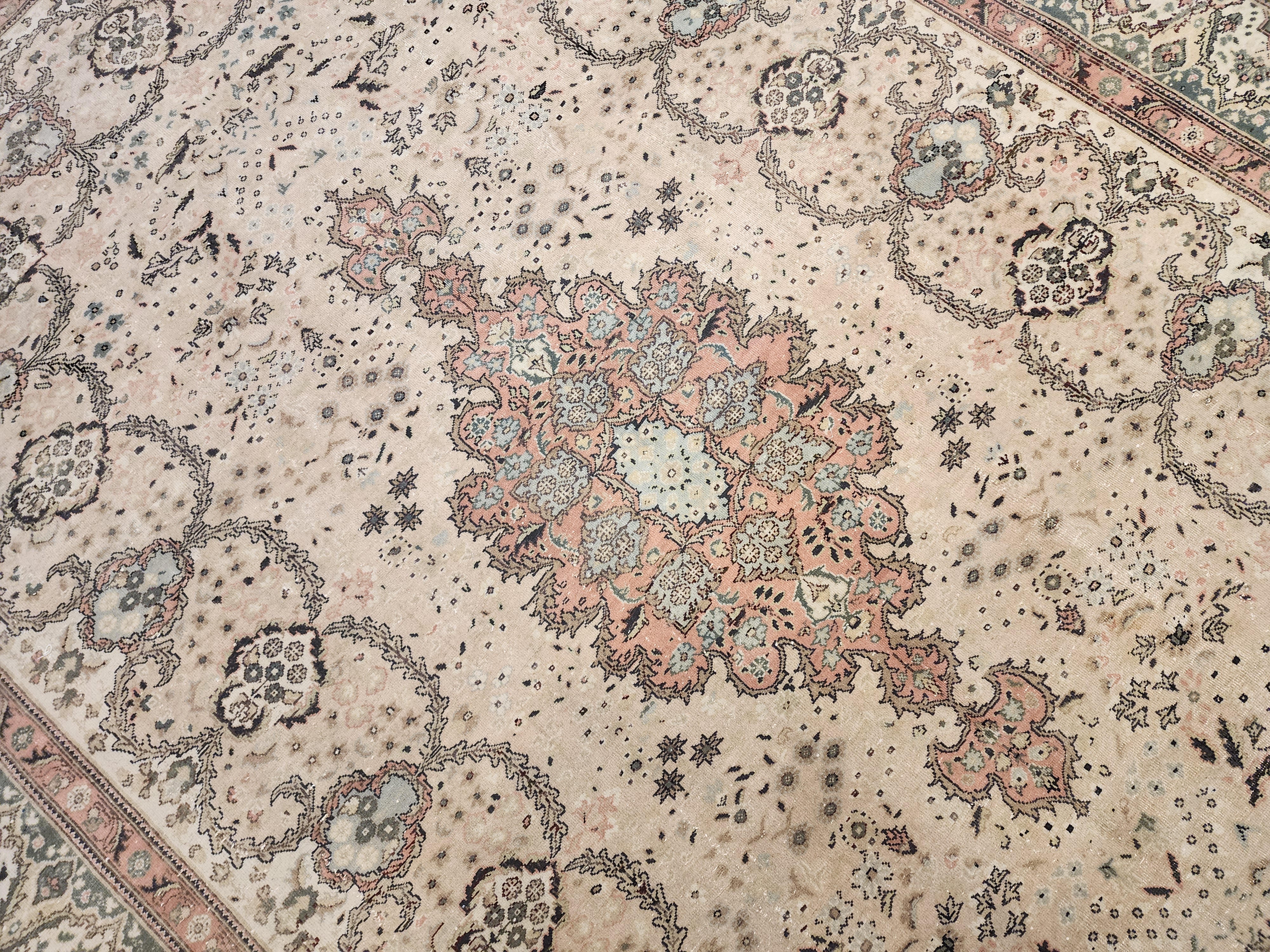 Floral Turkish Kayseri Rug, 10x7, Handwoven Wool, Faded Oriental Design