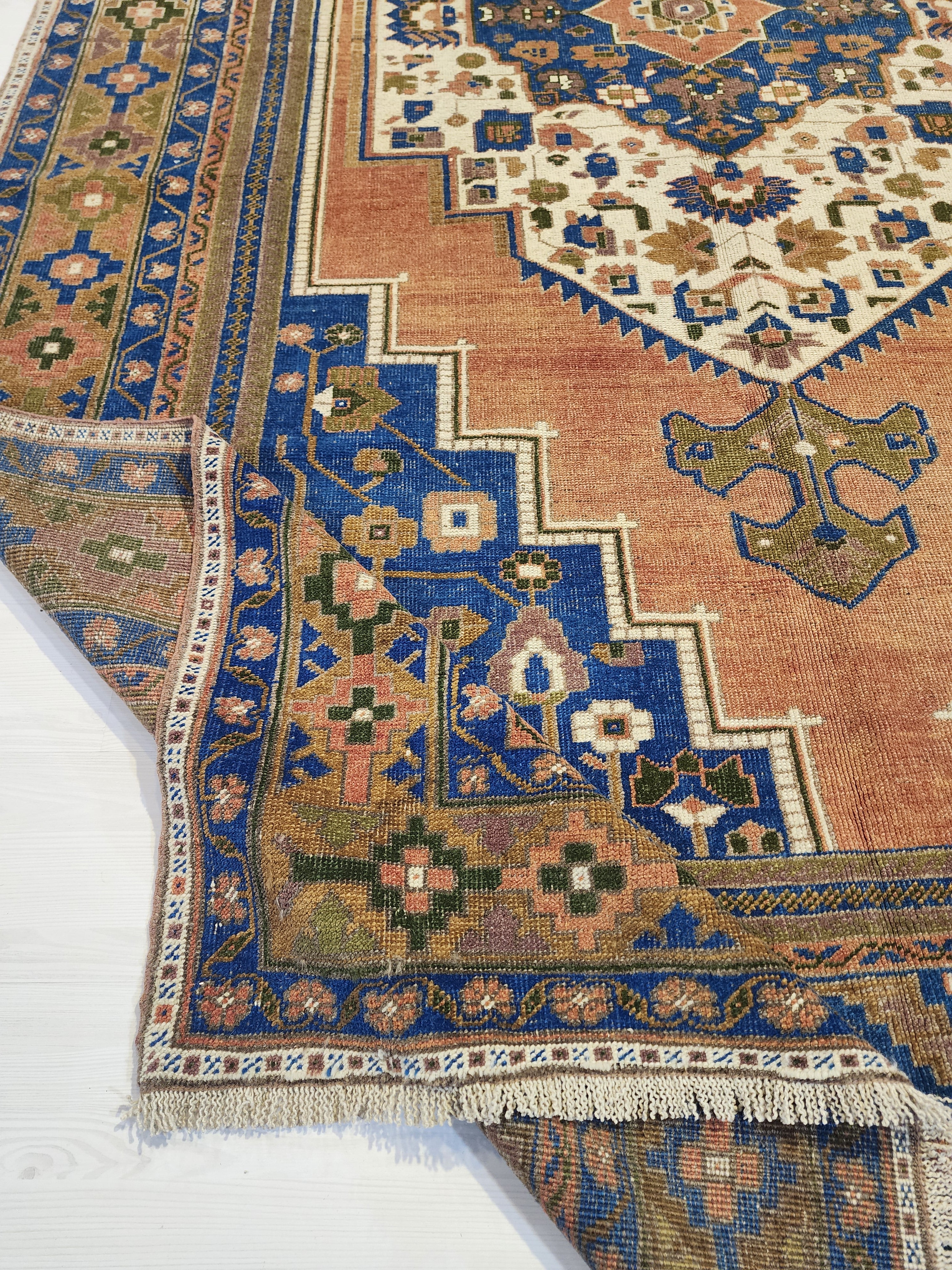 Vintage Turkish Wool Rug, 8x12, Medallion Motif, Konya Handmade