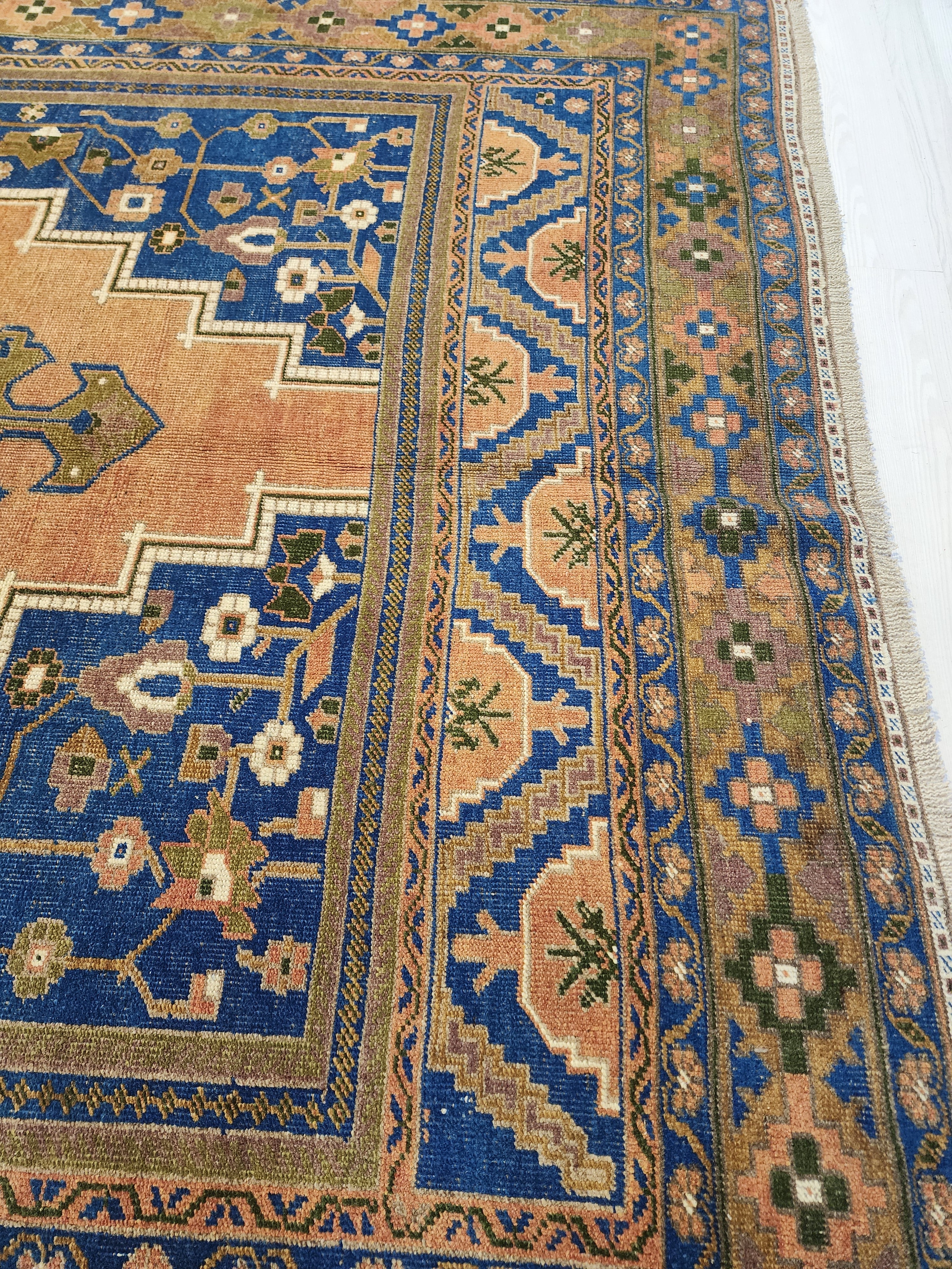 Vintage Turkish Wool Rug, 8x12, Medallion Motif, Konya Handmade