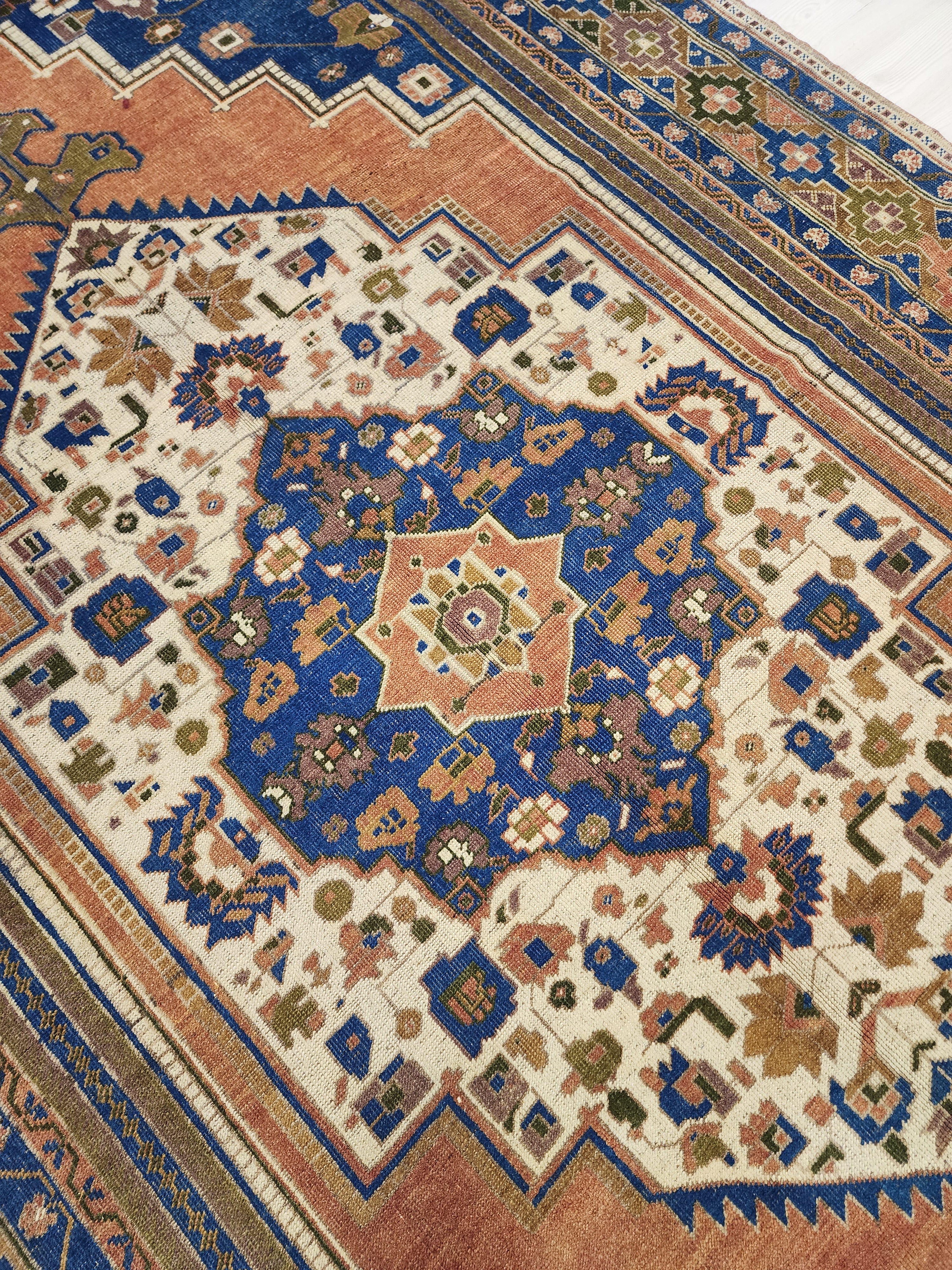 Vintage Turkish Wool Rug, 8x12, Medallion Motif, Konya Handmade