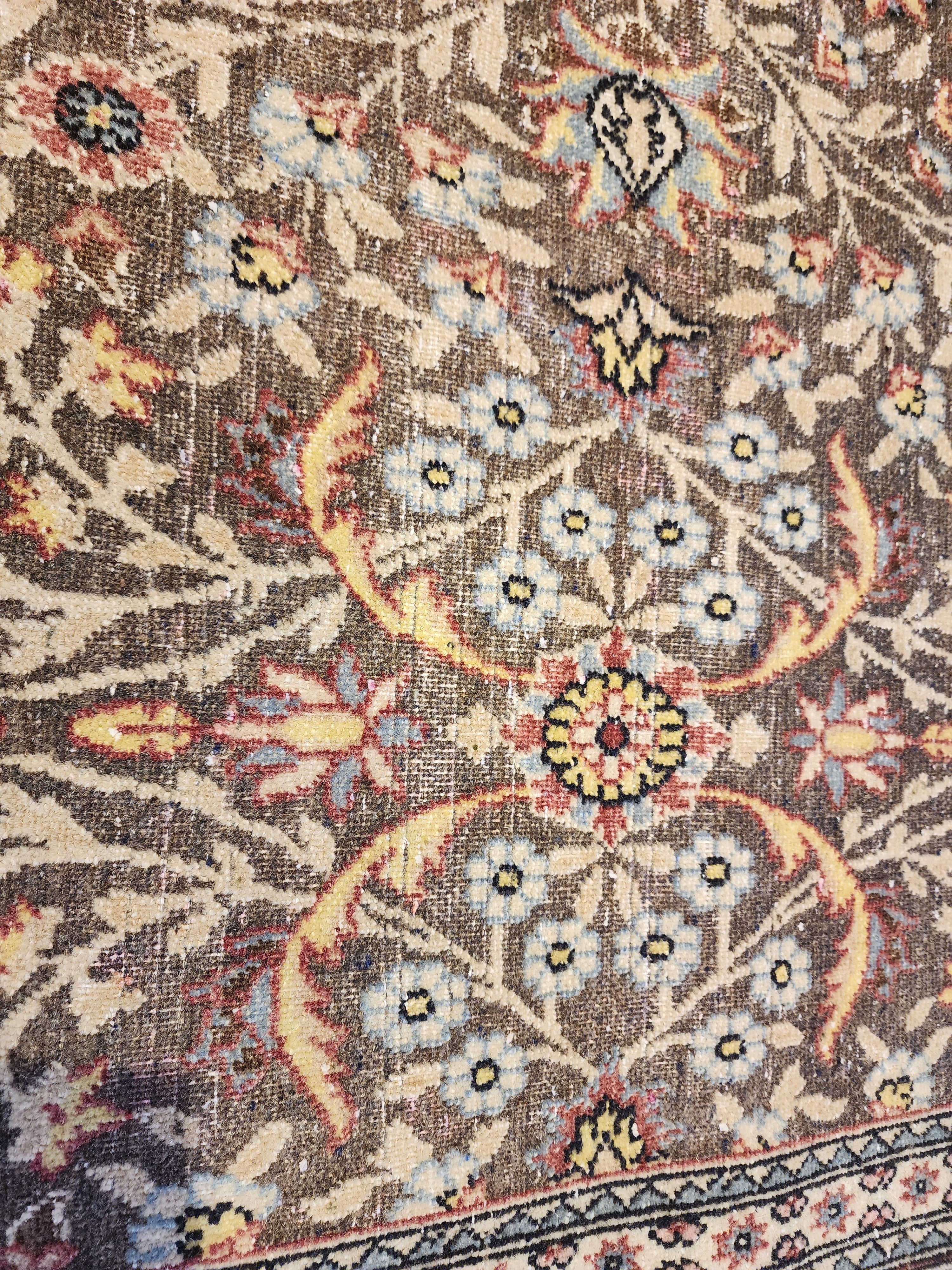 Vintage Hereke Rug, Fine Turkish Wool Silk Floral Area Rug, Traditional Oriental Living Room