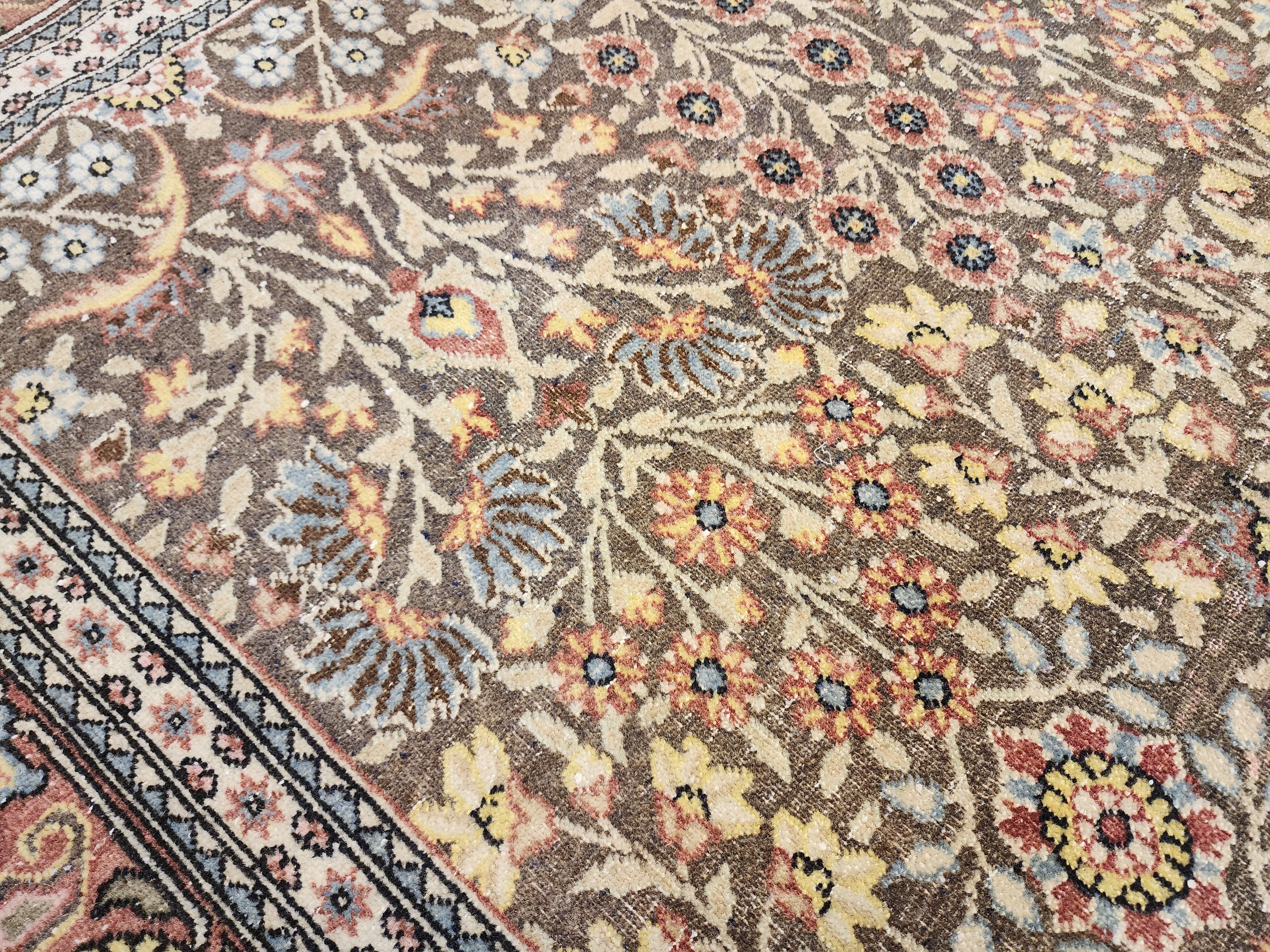Vintage Hereke Rug, Fine Turkish Wool Silk Floral Area Rug, Traditional Oriental Living Room