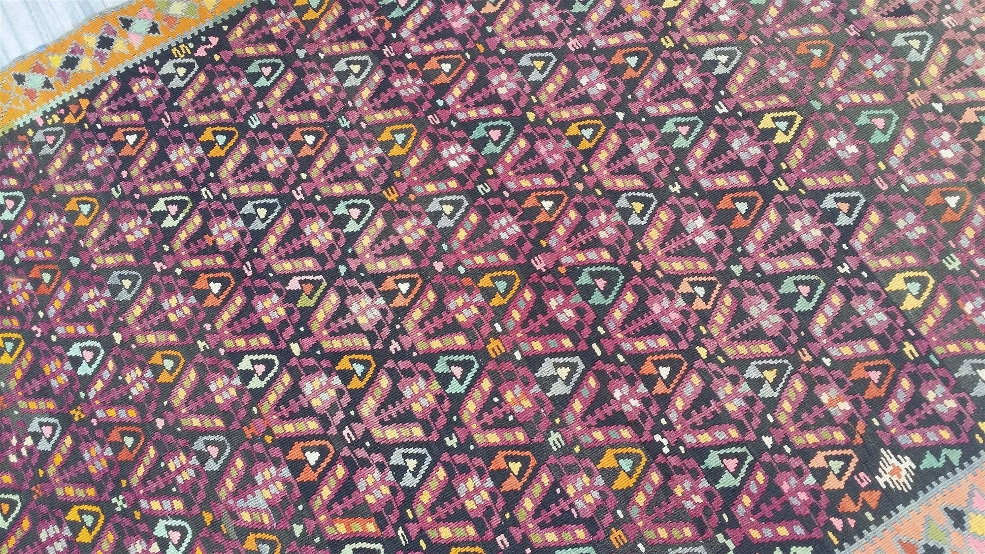 vintage Anatolian Wool Small Rug — back view