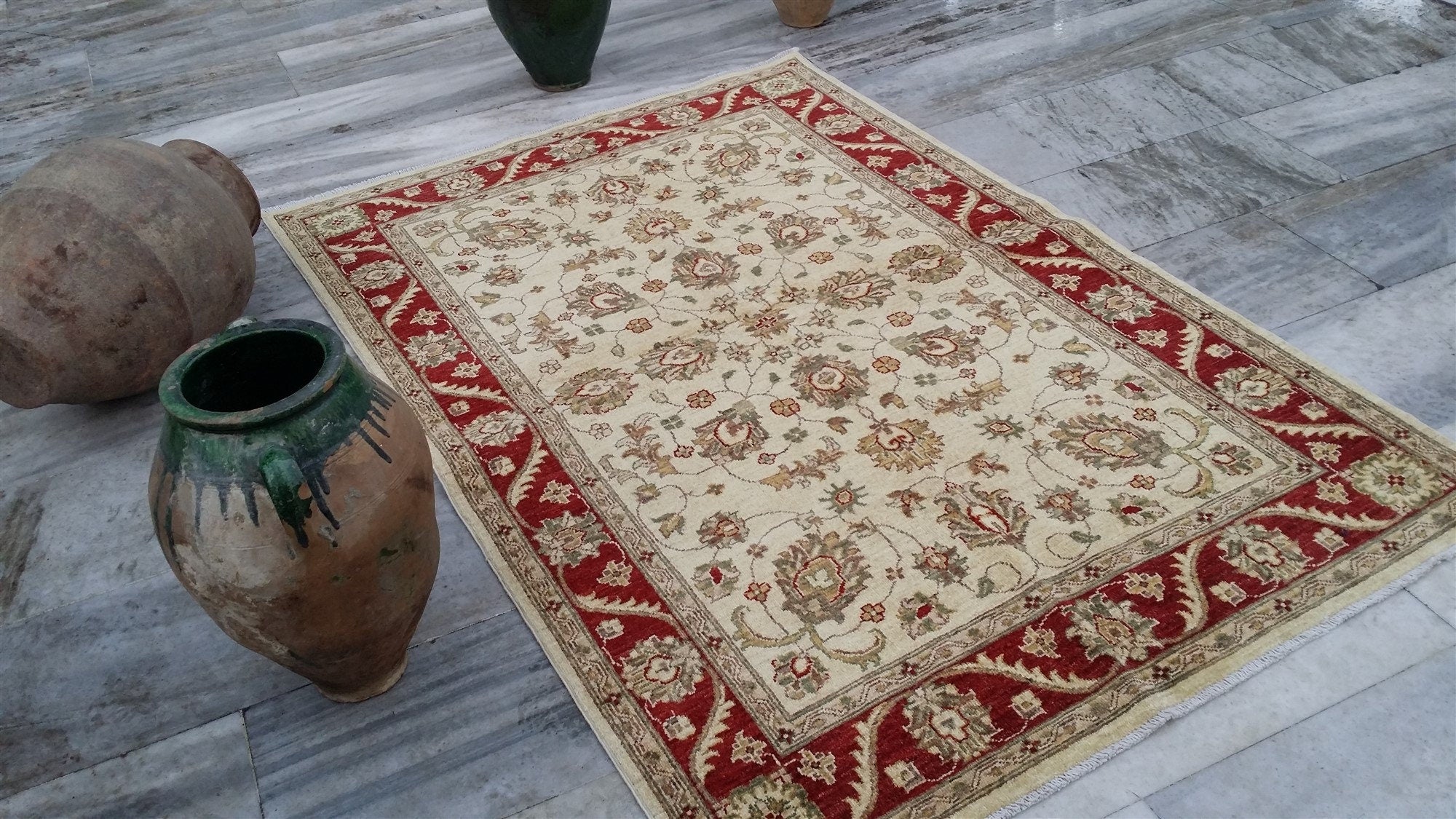 vintage Oushak Wool Small Rug — back view