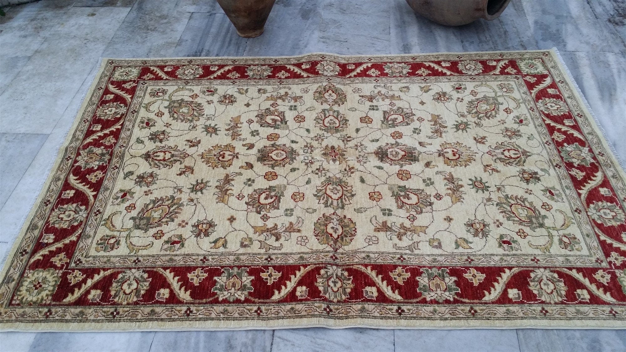 vintage Oushak Wool Small Rug — detail texture