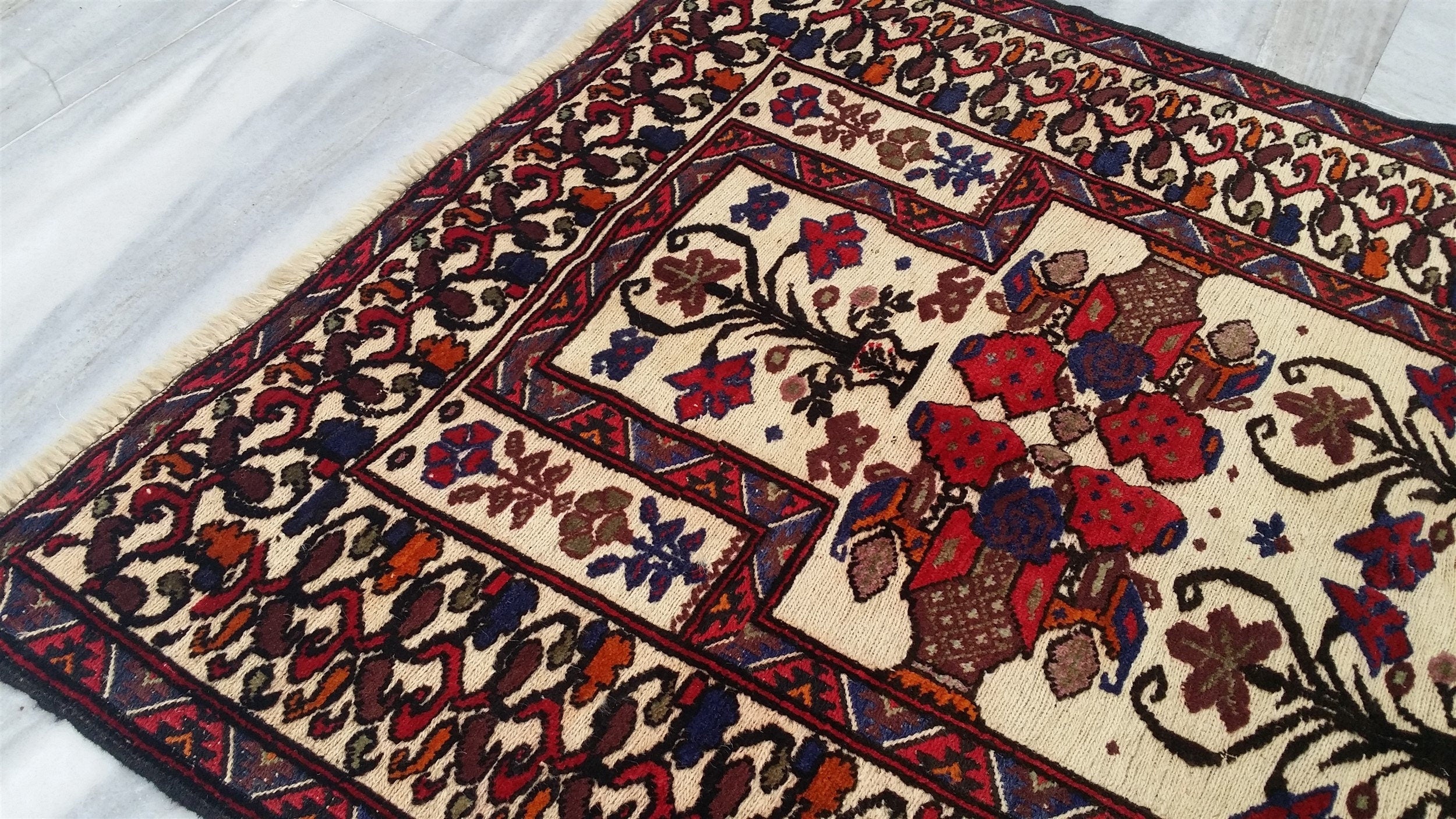 vintage Soumak Wool Small Rug — in setting
